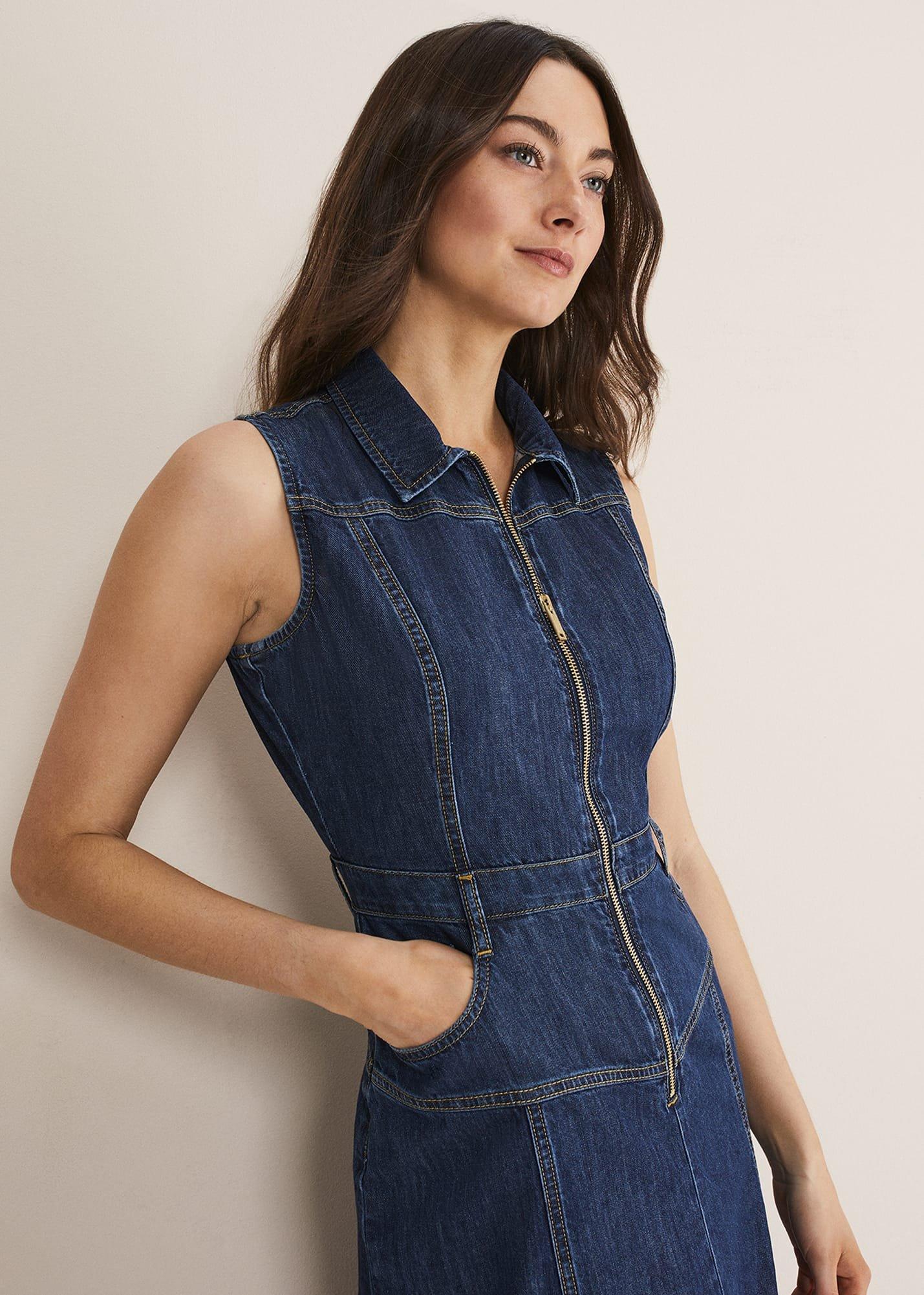 Edie Sleeveless Denim Midi Dress