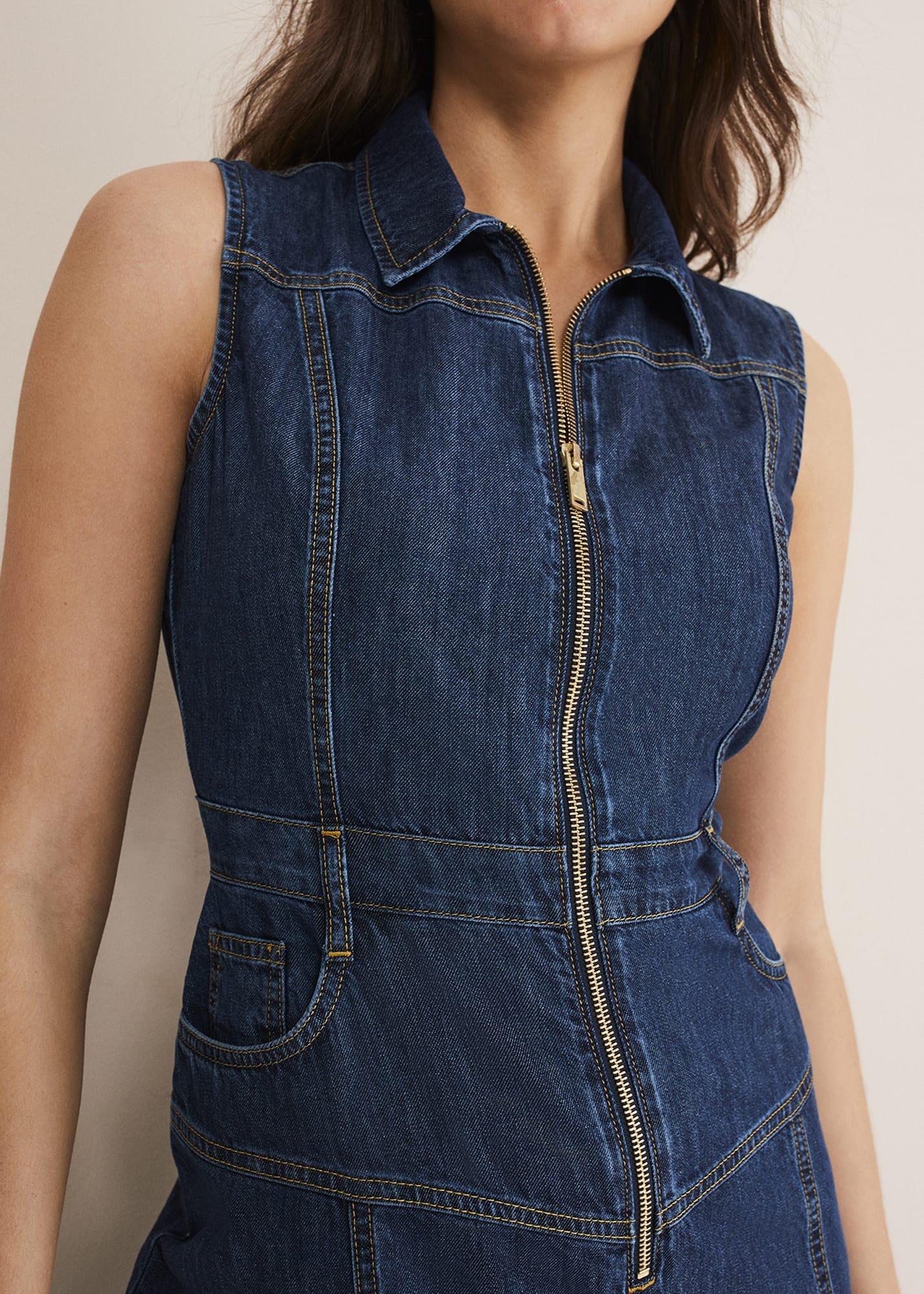 Edie Sleeveless Denim Midi Dress