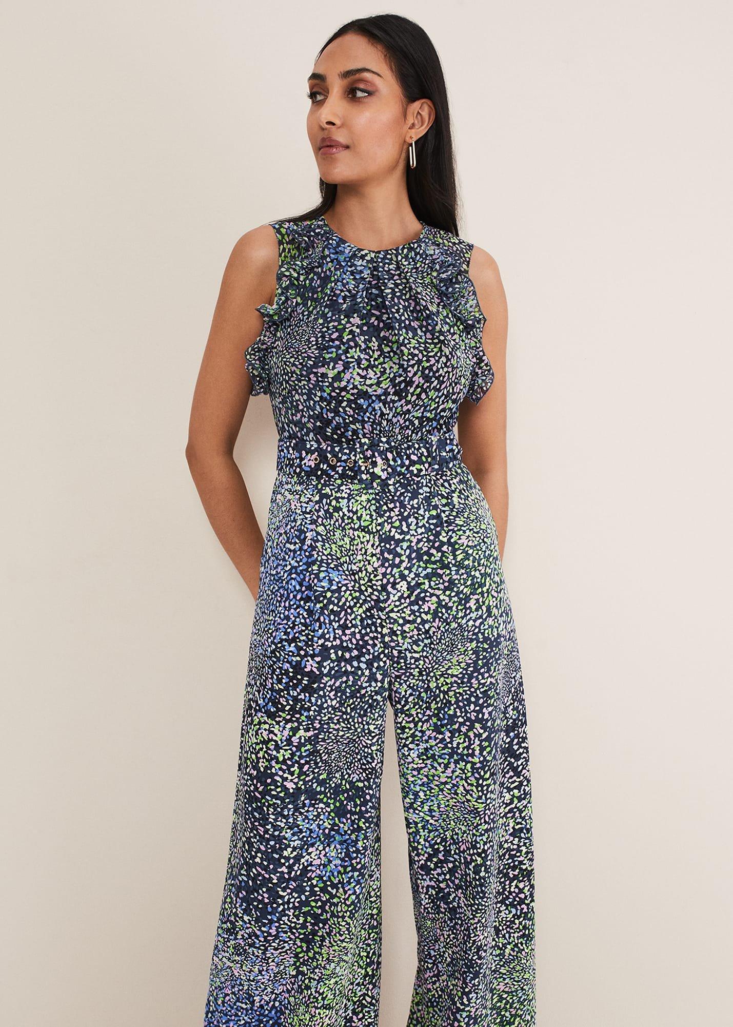 Petite Maggie Ruffle Printed Jumpsuit