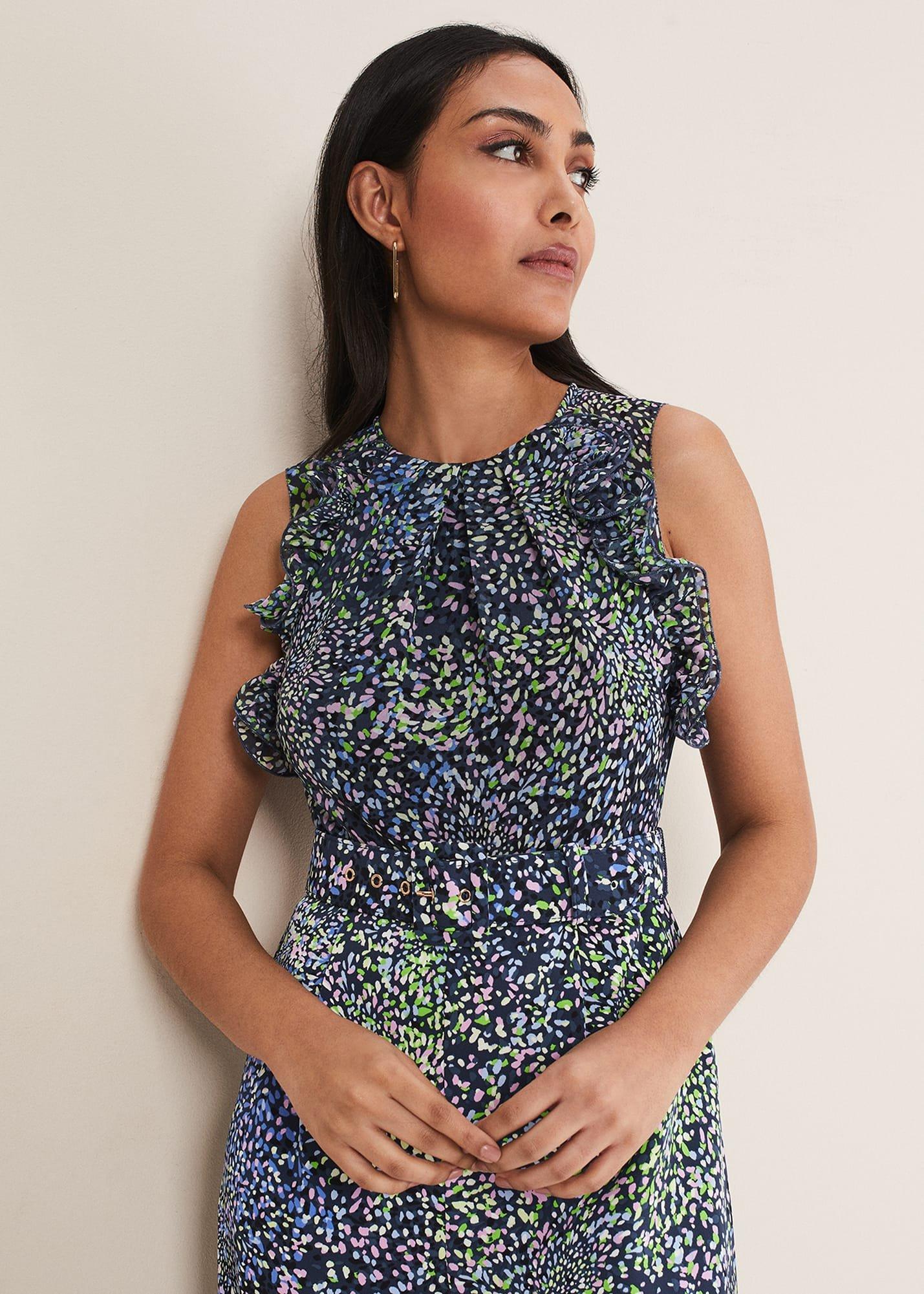 Petite Maggie Ruffle Printed Jumpsuit