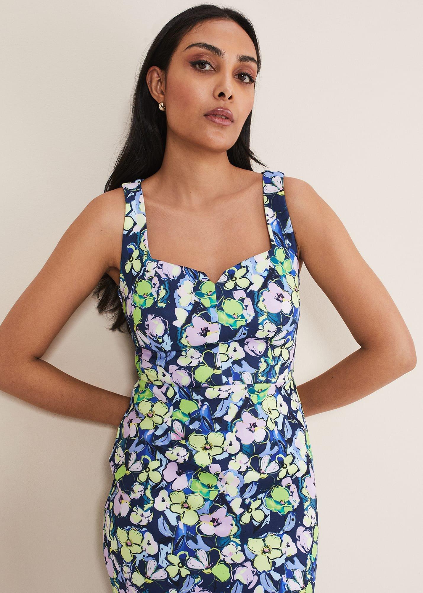 Petite Loretta Printed Scuba Dress