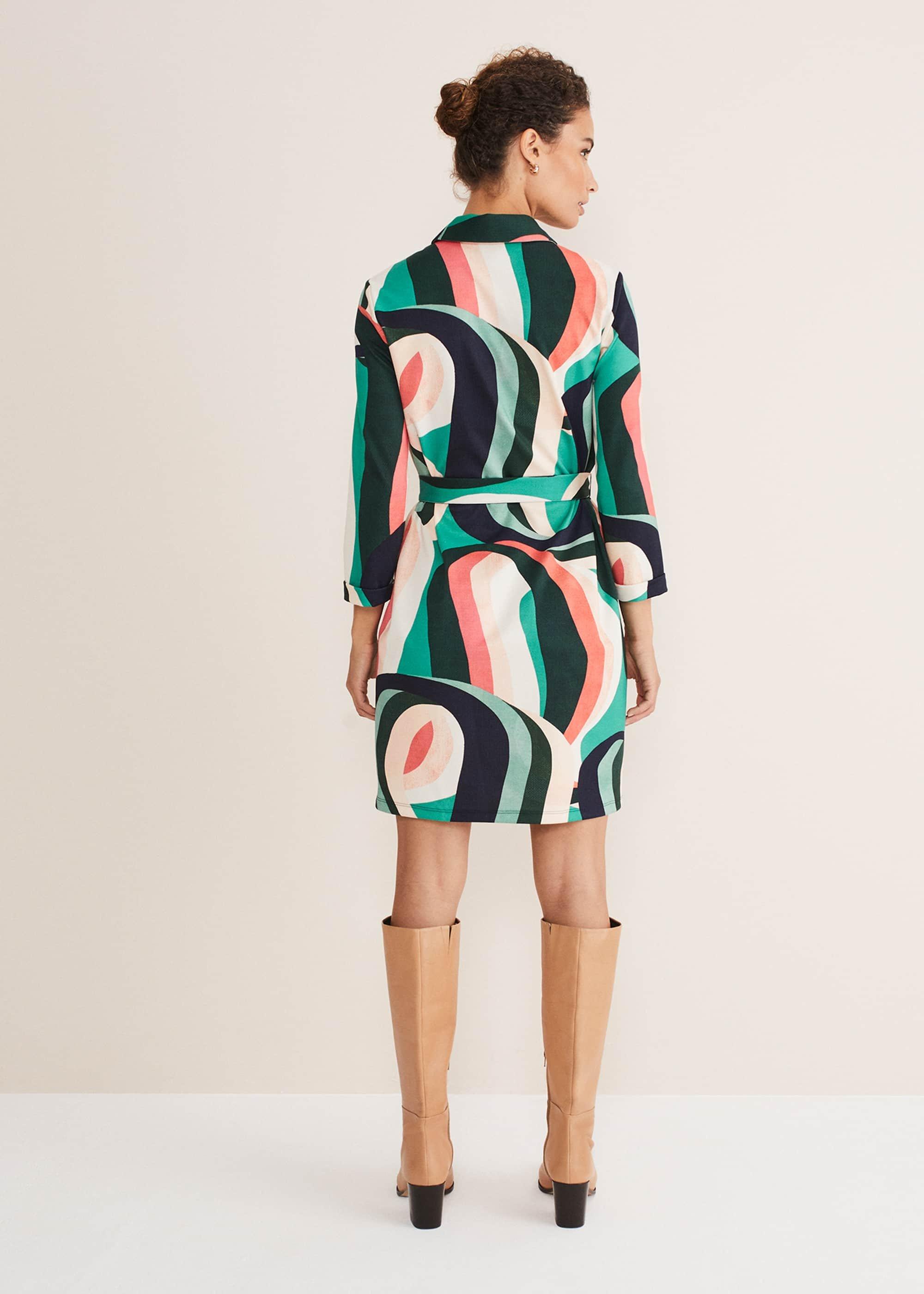 Beth Swirl Belted Shift Dress