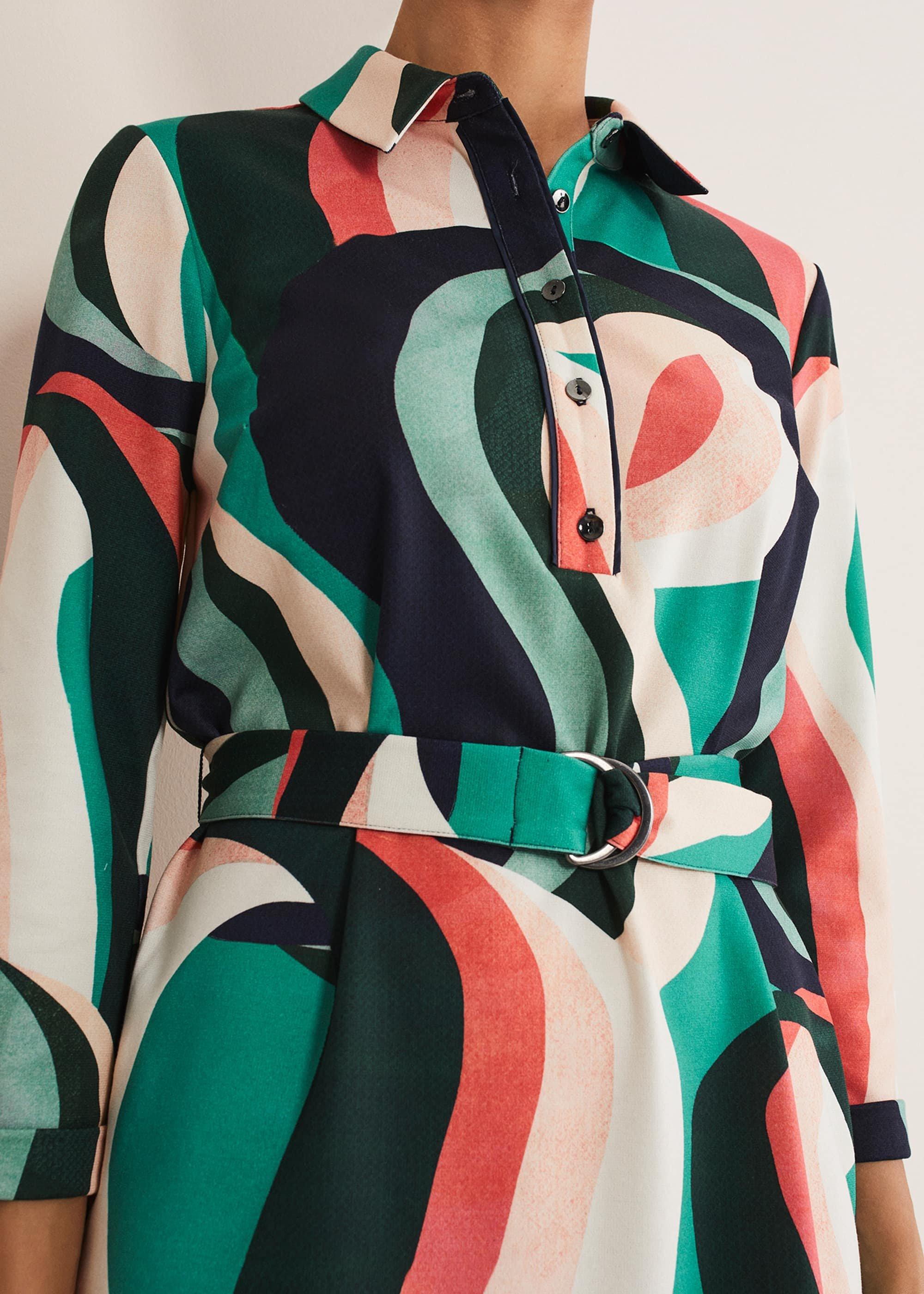 Beth Swirl Belted Shift Dress