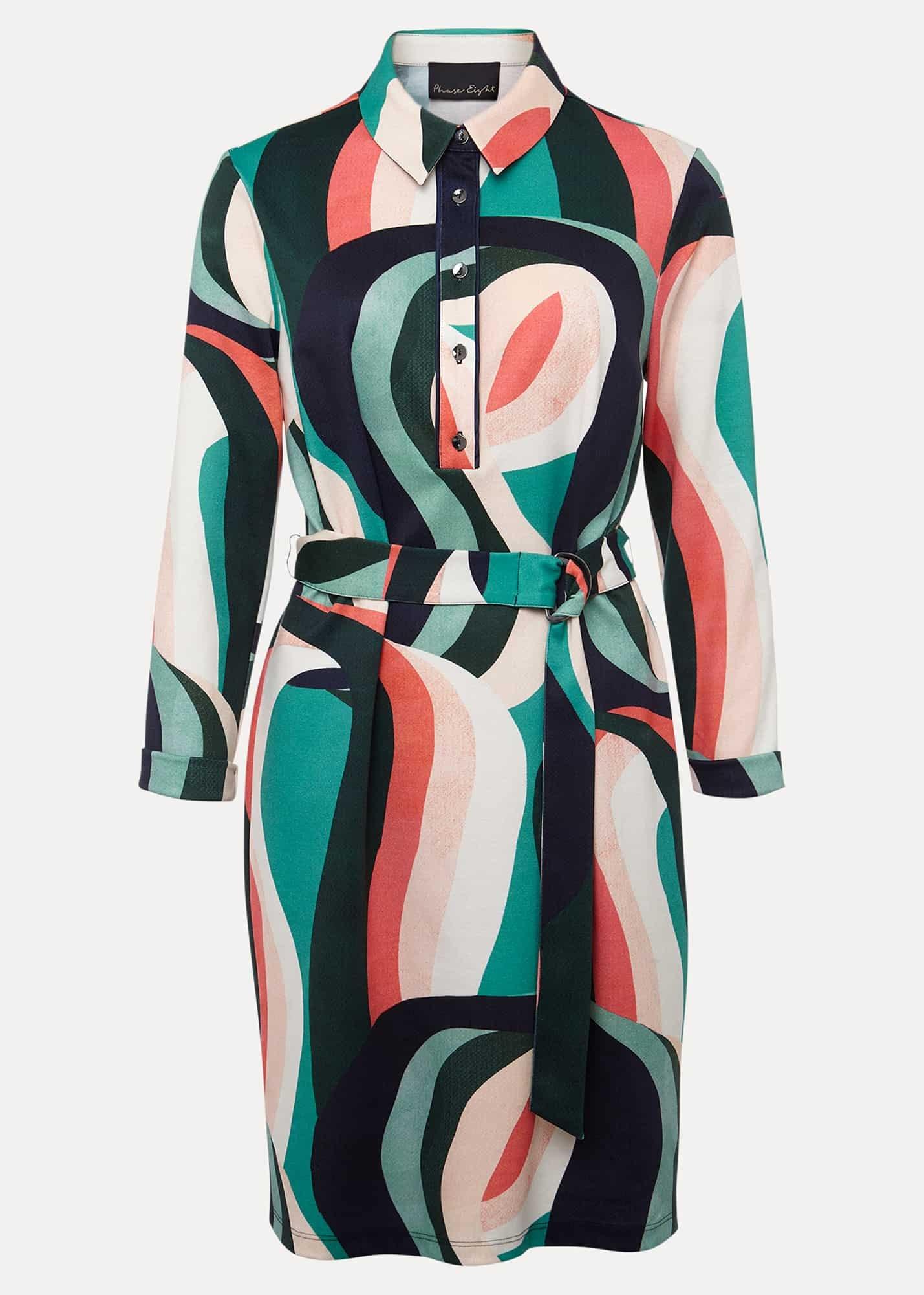 Beth Swirl Belted Shift Dress