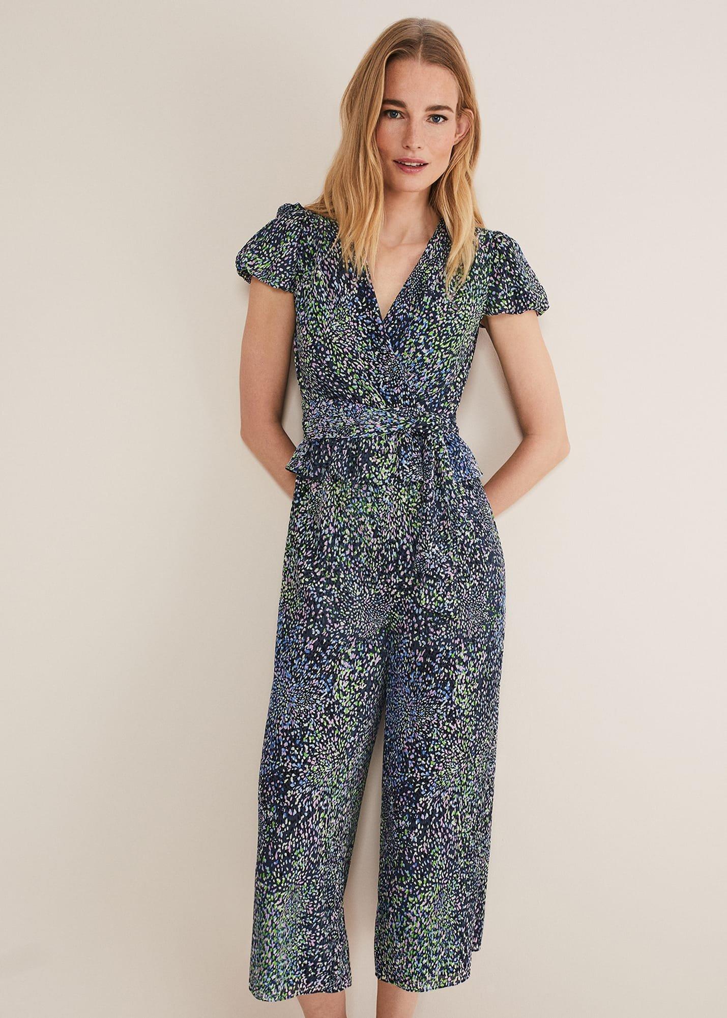 Leora Wrap Printed Plisse Jumpsuit