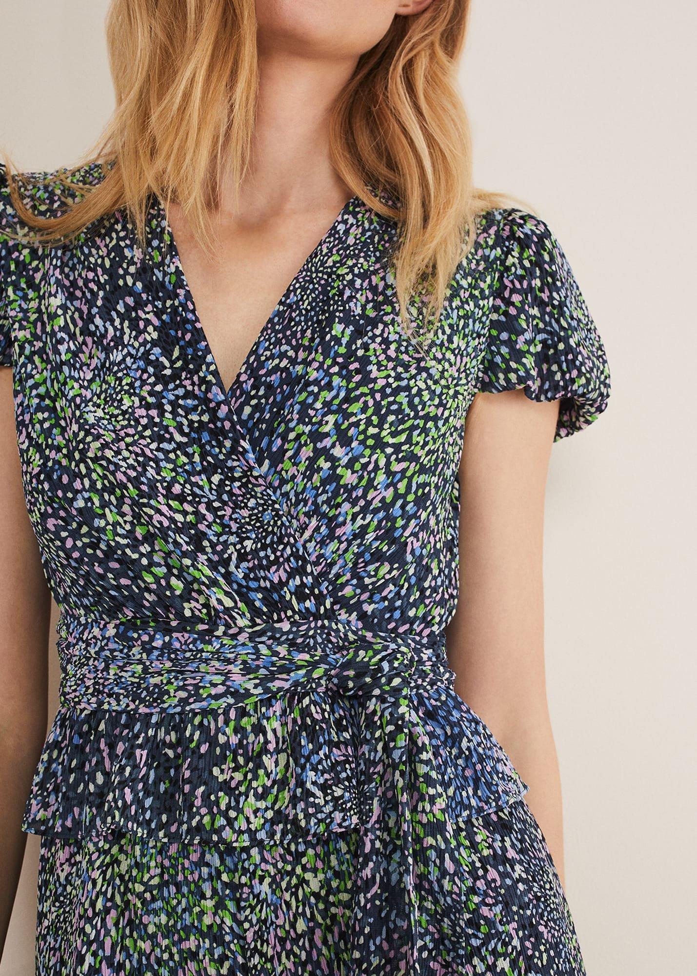 Leora Wrap Printed Plisse Jumpsuit