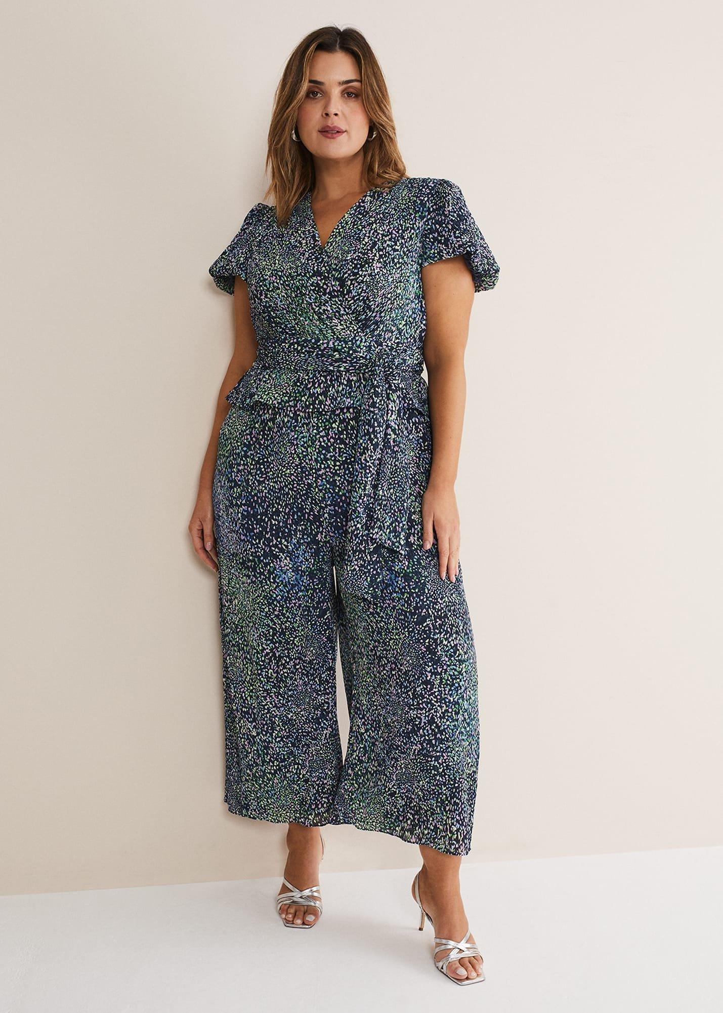 Leora Wrap Printed Plisse Jumpsuit