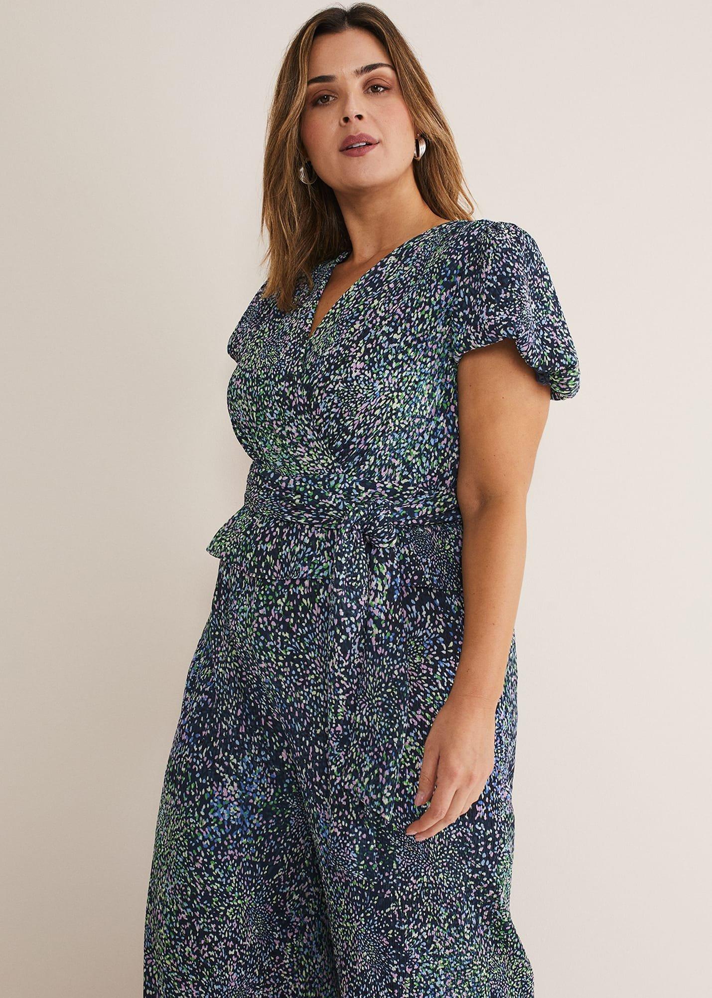 Leora Wrap Printed Plisse Jumpsuit