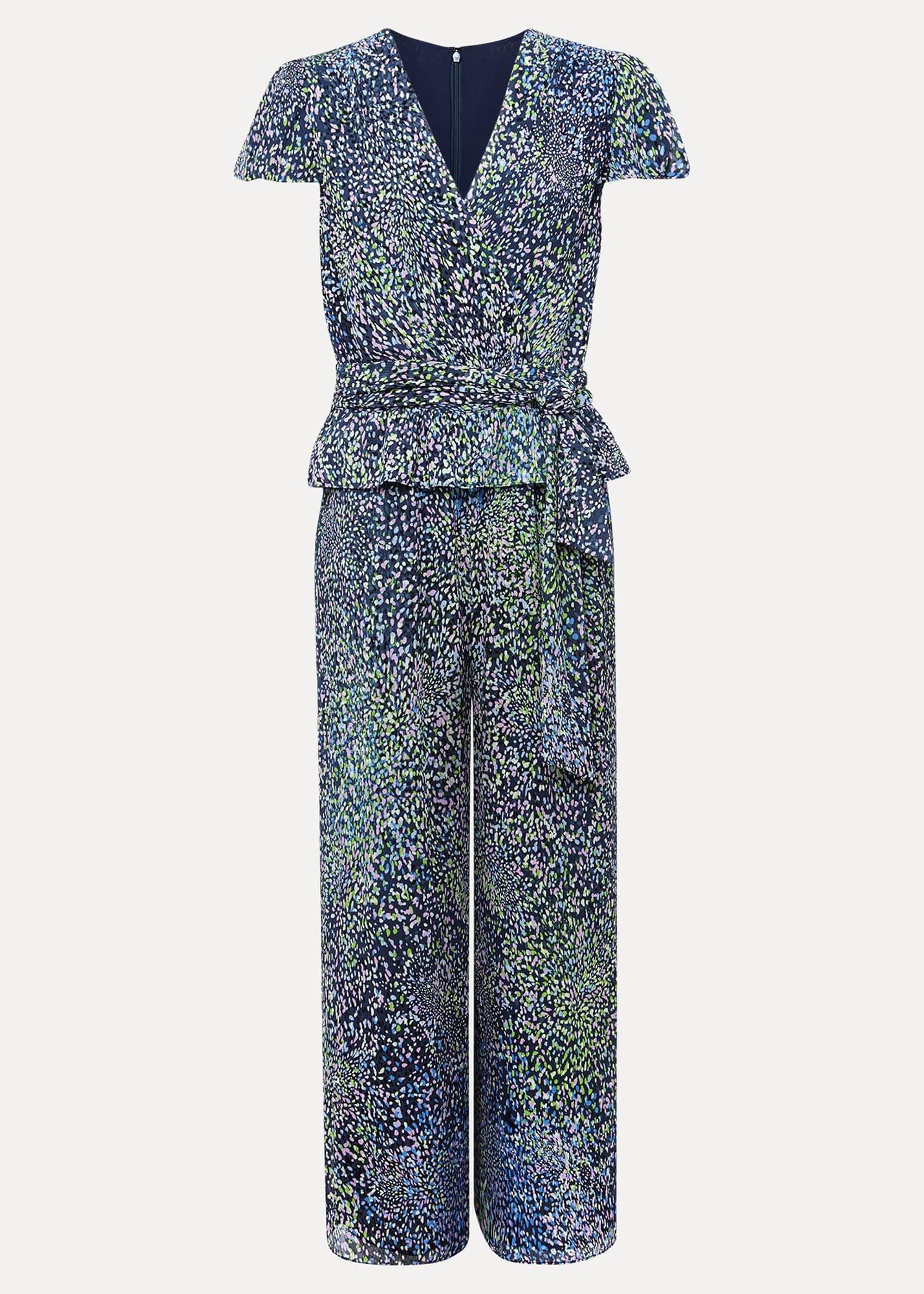 Leora Wrap Printed Plisse Jumpsuit