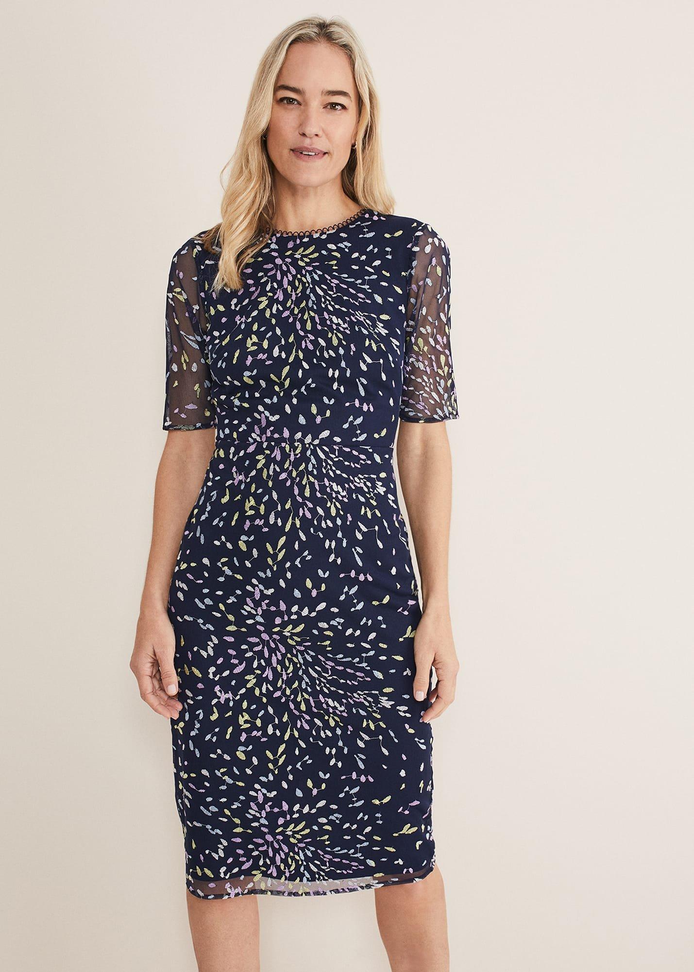 Aileena Embroidered Bodycon Midi Dress