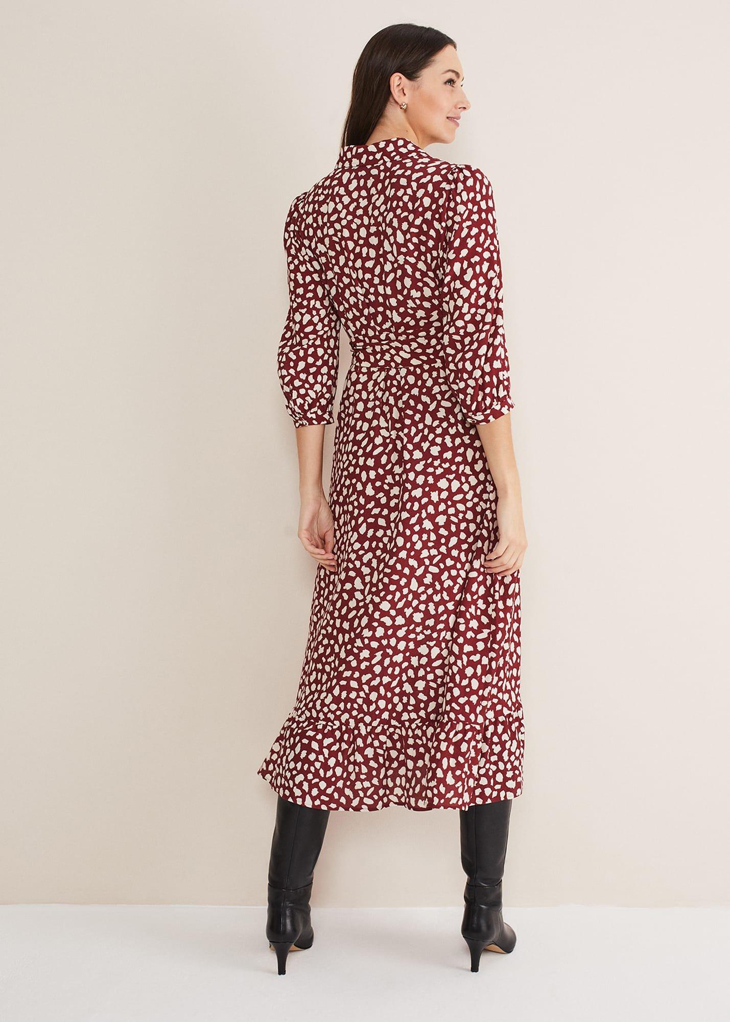 Este Polka Dot Shirt Midi Dress