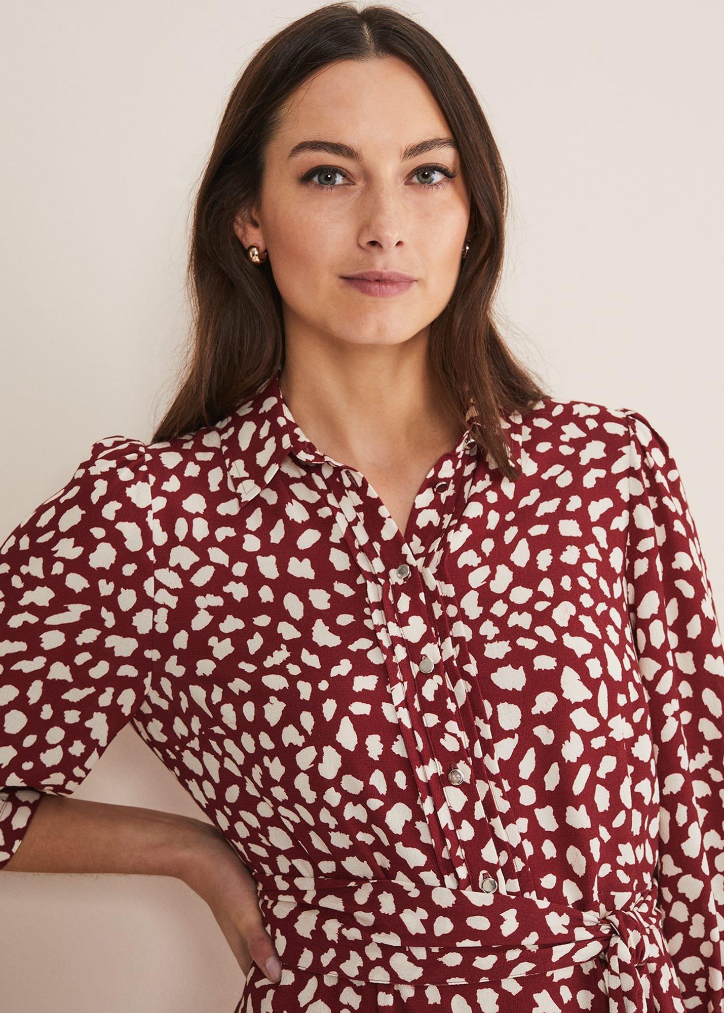 Este Polka Dot Shirt Midi Dress