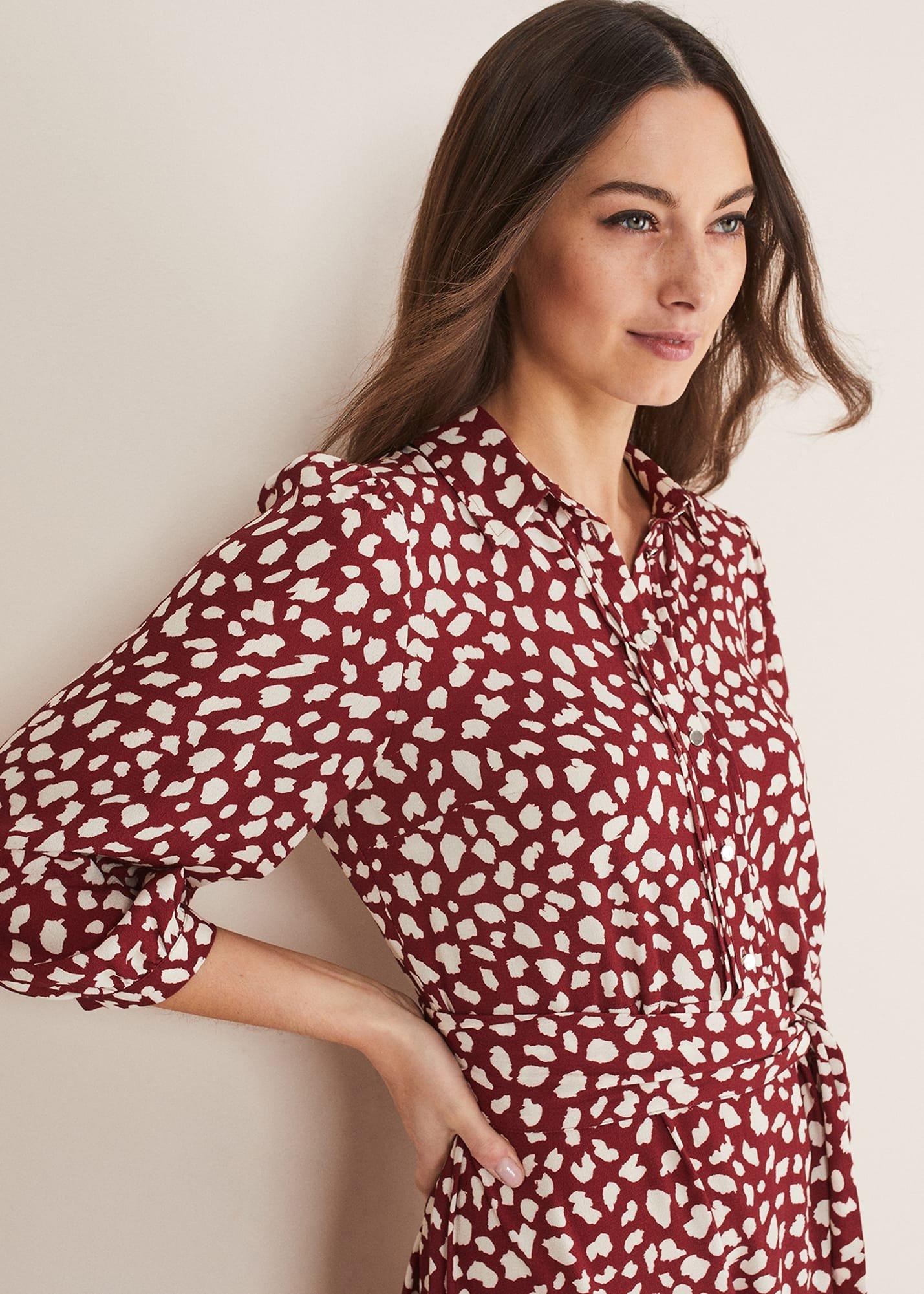 Este Polka Dot Shirt Midi Dress