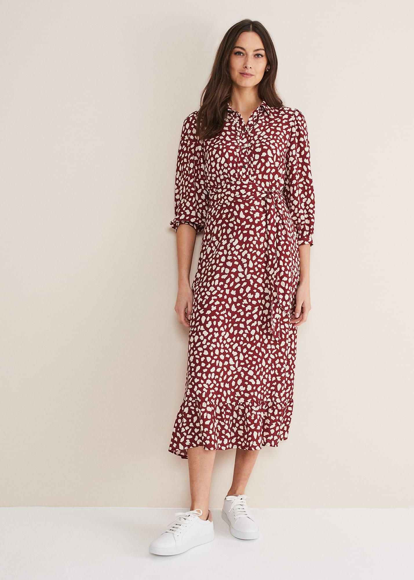 Este Polka Dot Shirt Midi Dress