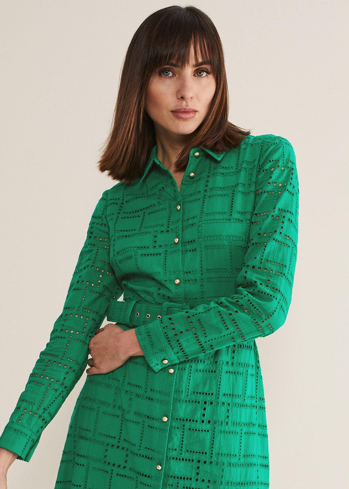 Amalie Broderie Shirt Midi Dress