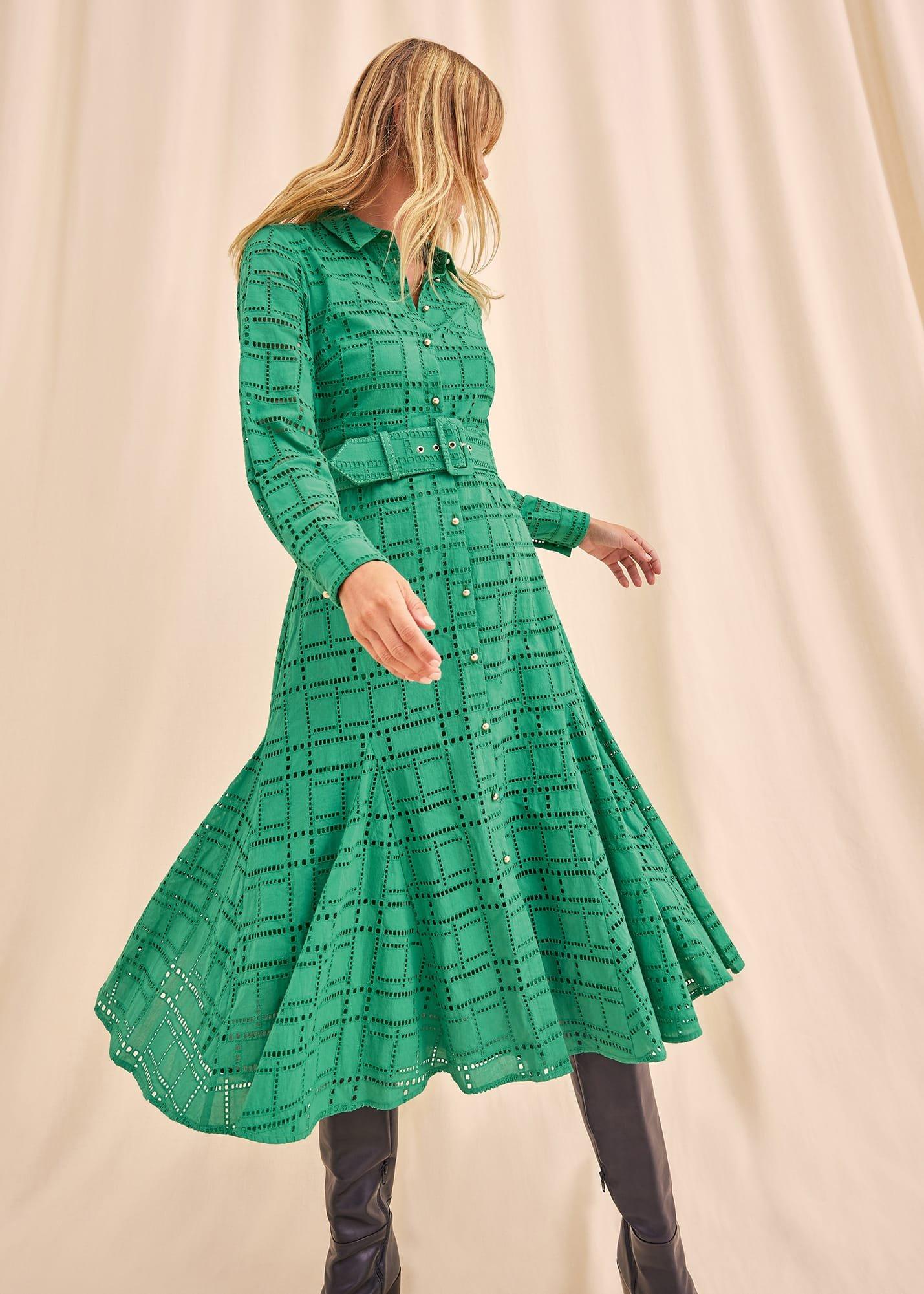 Amalie Broderie Shirt Midi Dress