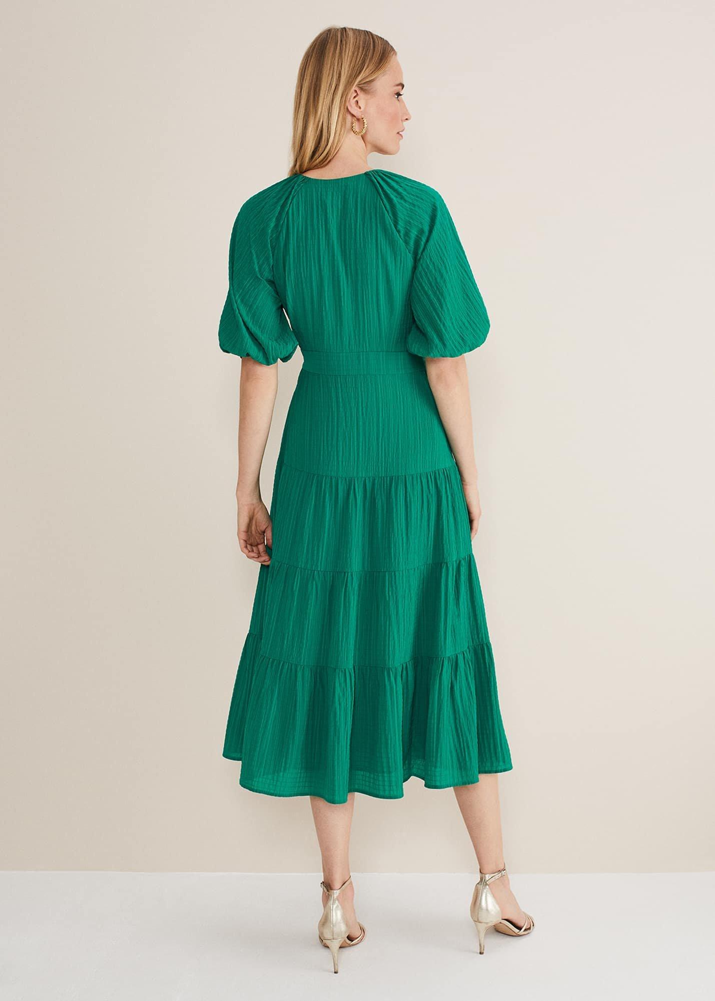 Morven Green Wrap Midi Dress