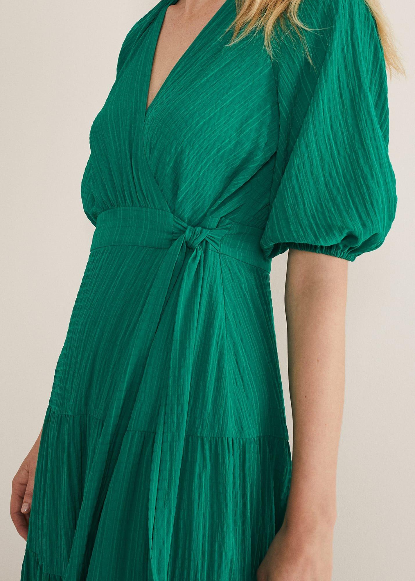 Morven Green Wrap Midi Dress