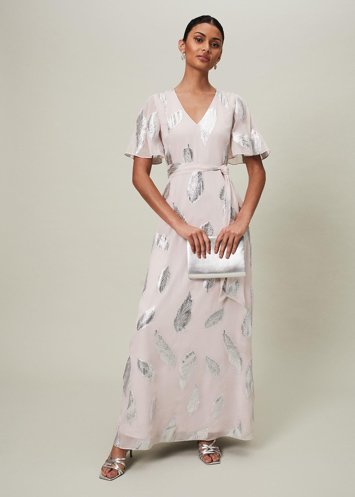 Larah Lurex Feather Jaquard Maxi Dress