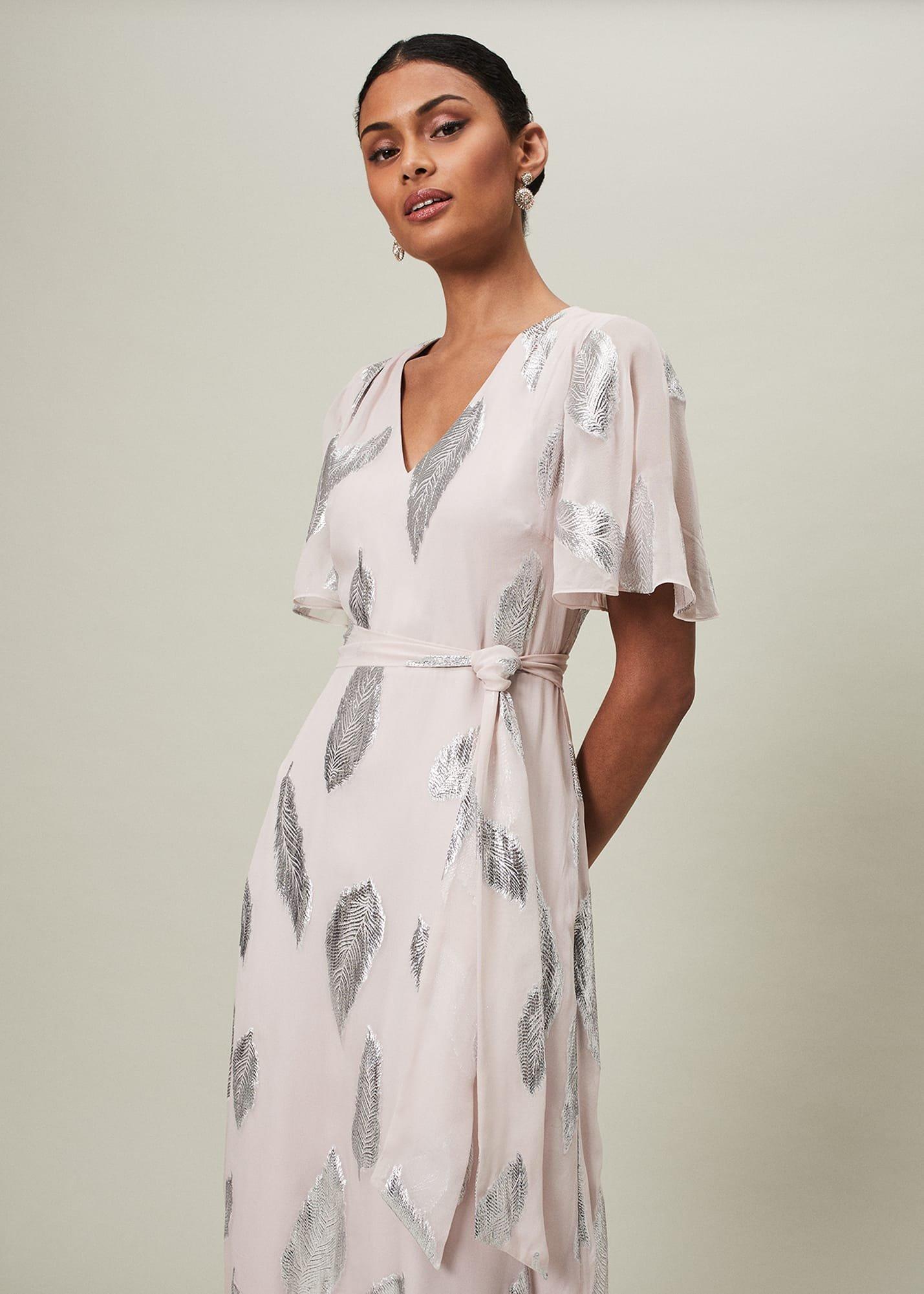 Larah Lurex Feather Jaquard Maxi Dress