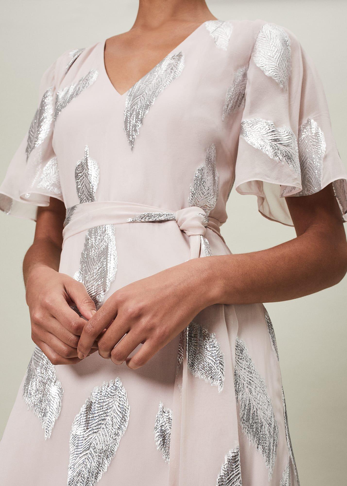Larah Lurex Feather Jaquard Maxi Dress