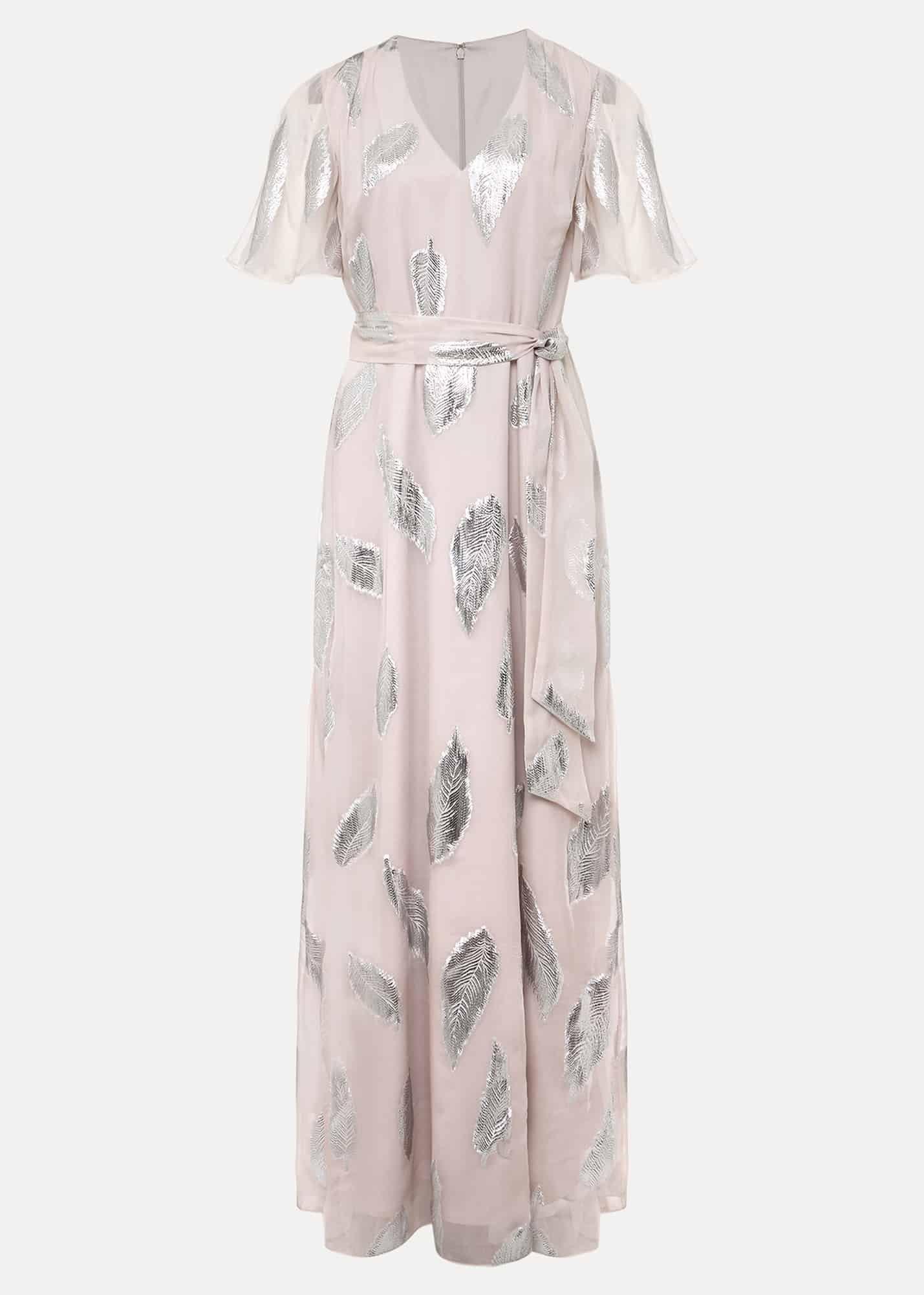 Larah Lurex Feather Jaquard Maxi Dress