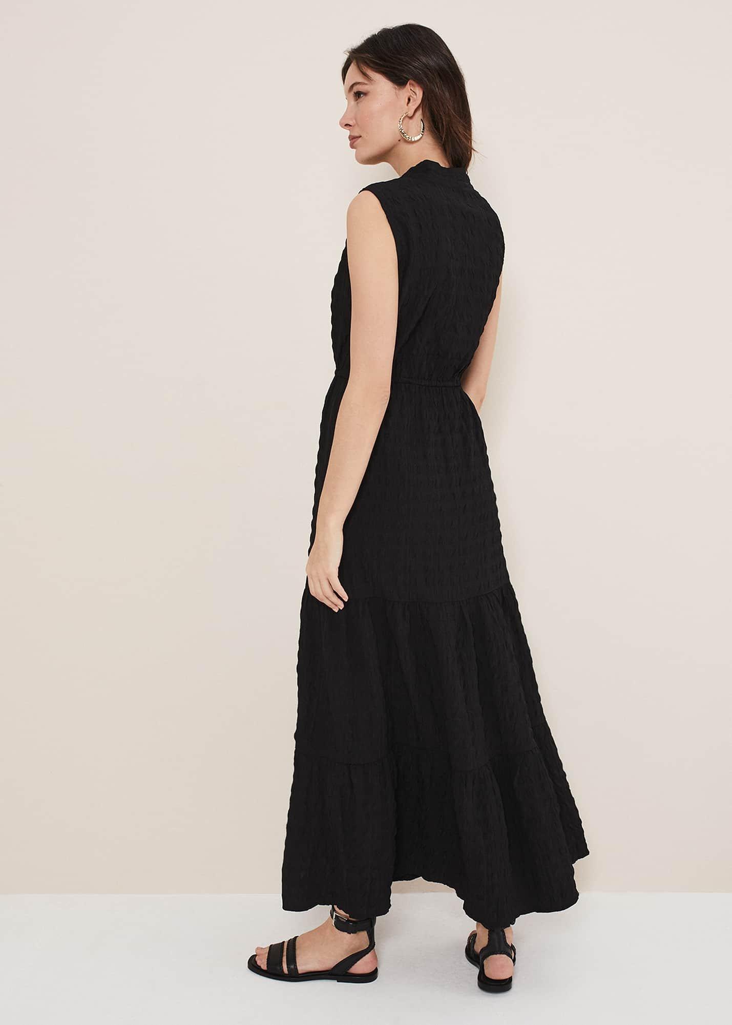 Anika Textured Sleeveless Midi Dress