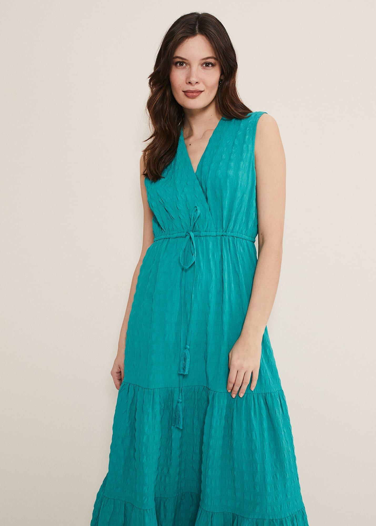 Anika Textured Sleeveless Midi Dress