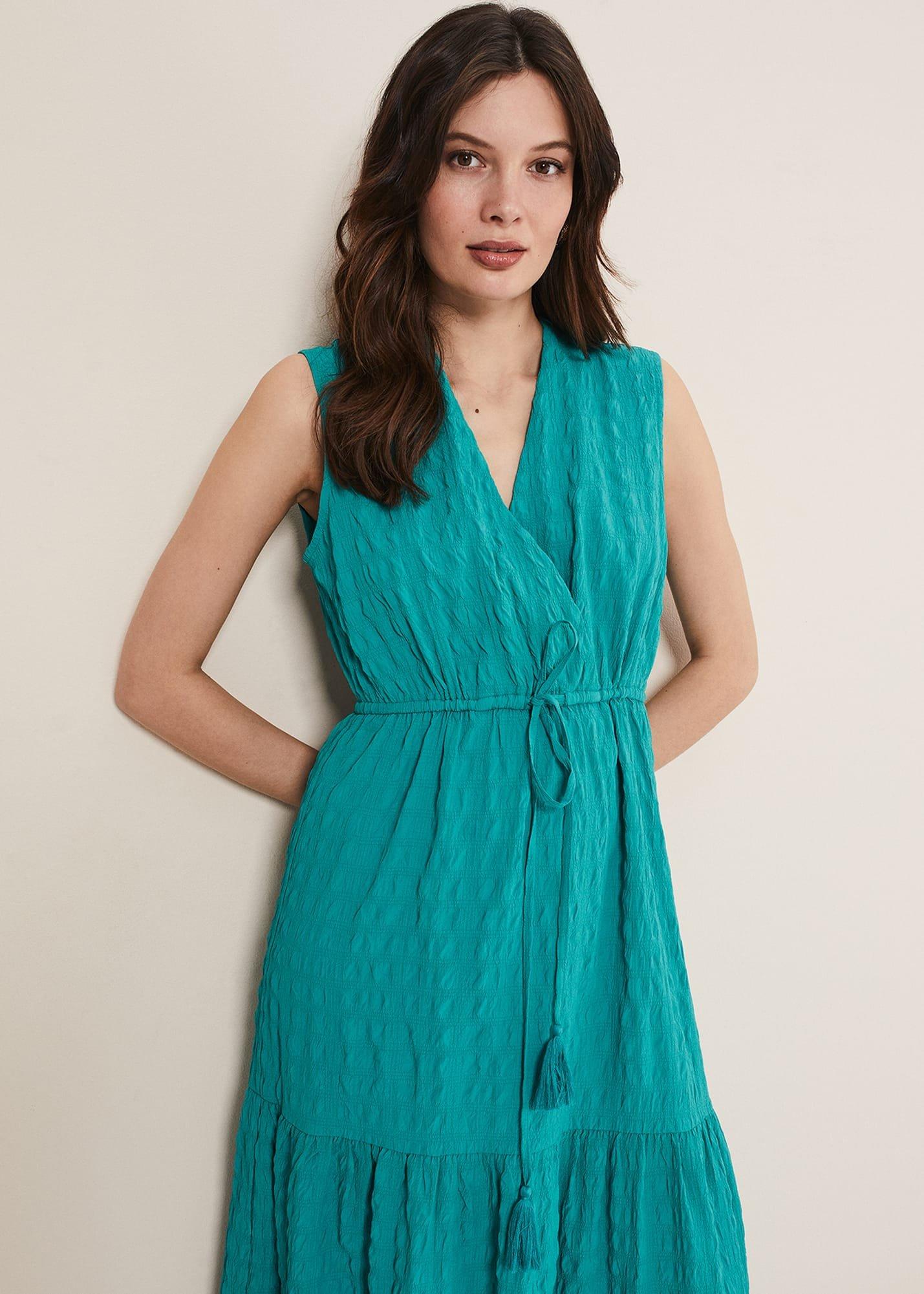 Anika Textured Sleeveless Midi Dress