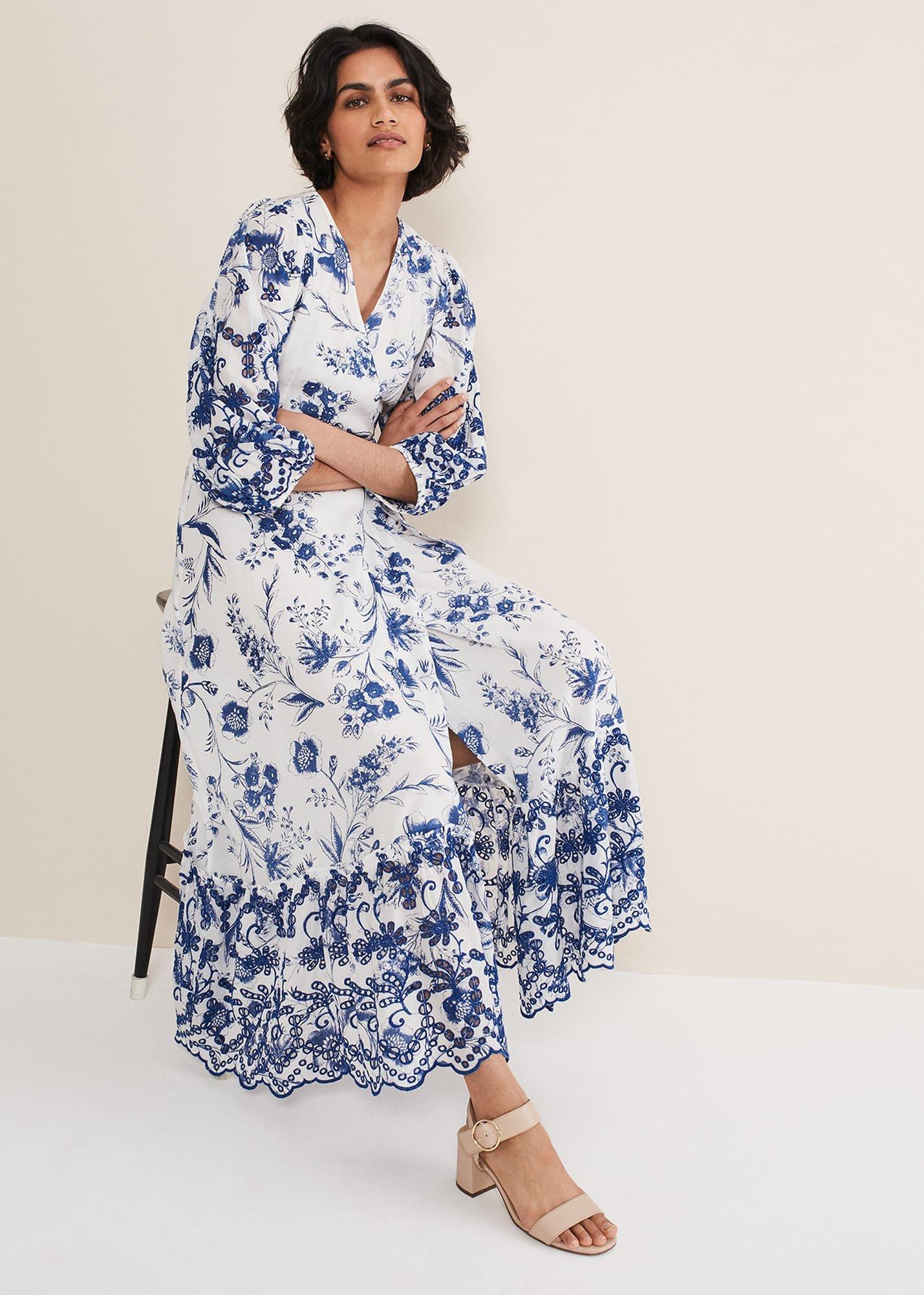 Abriella Floral Broderie Midi Dress