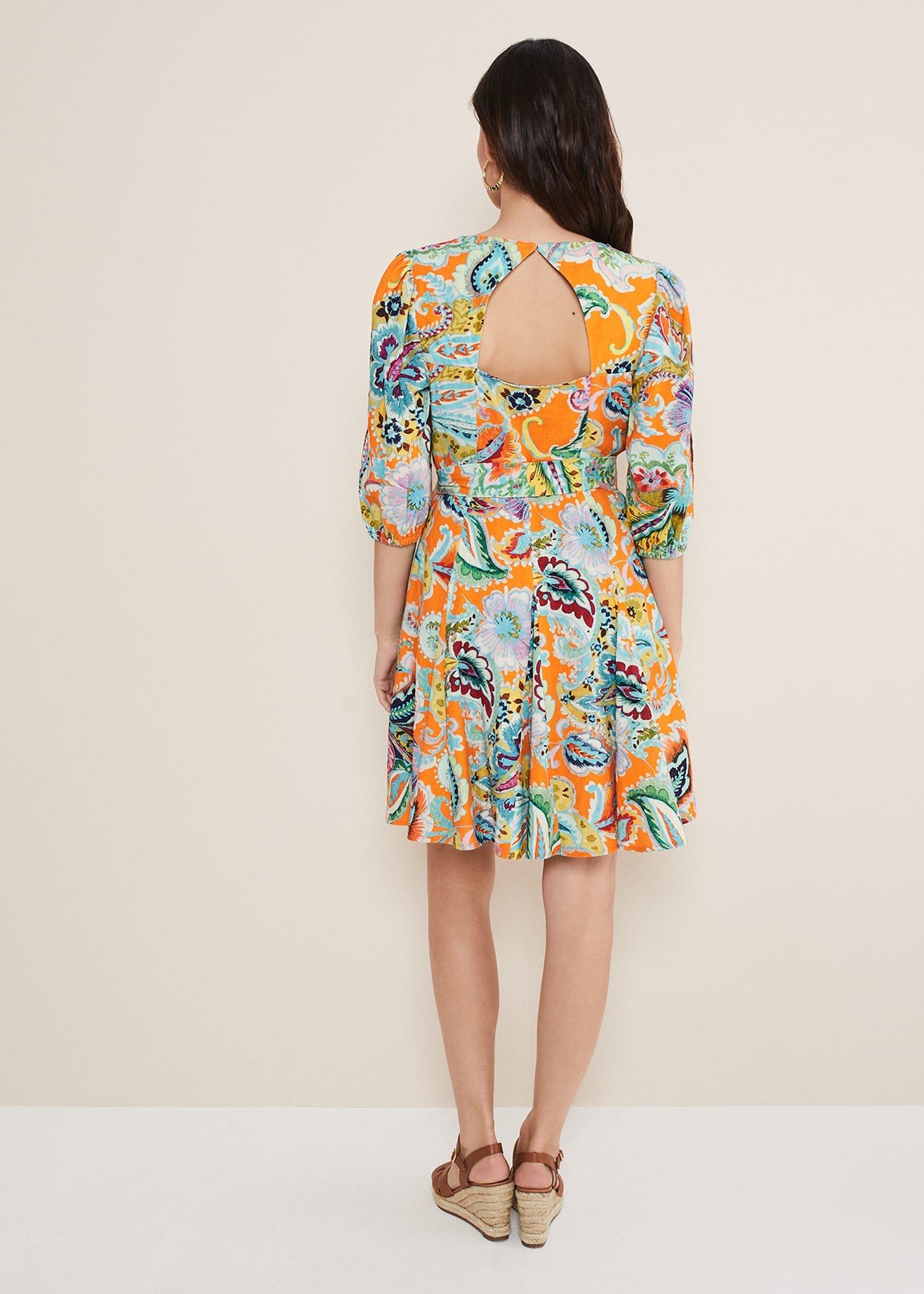 Azalia Paisley Linen Swing Dress