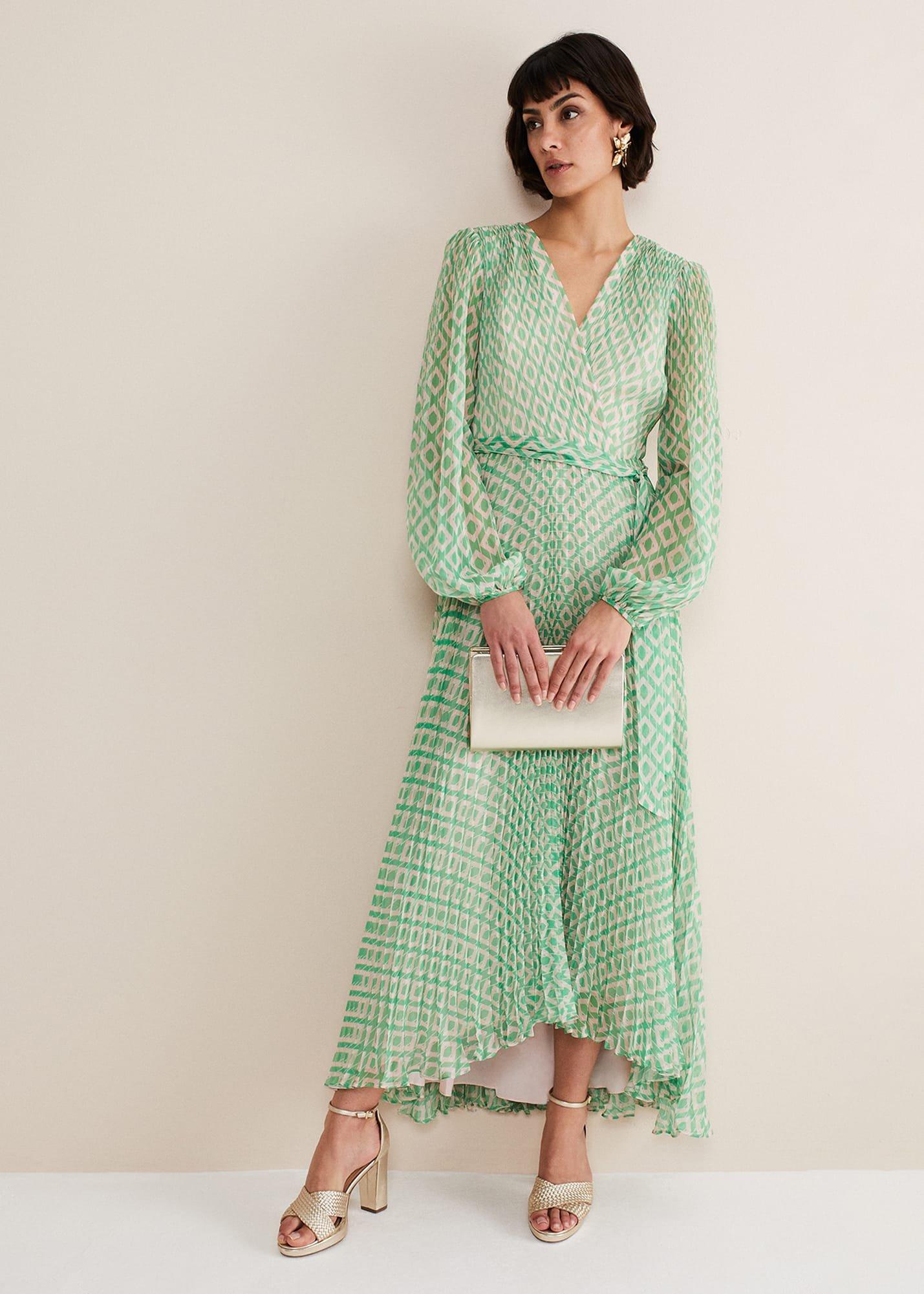Roxanna Pleated Diamond Maxi Dress