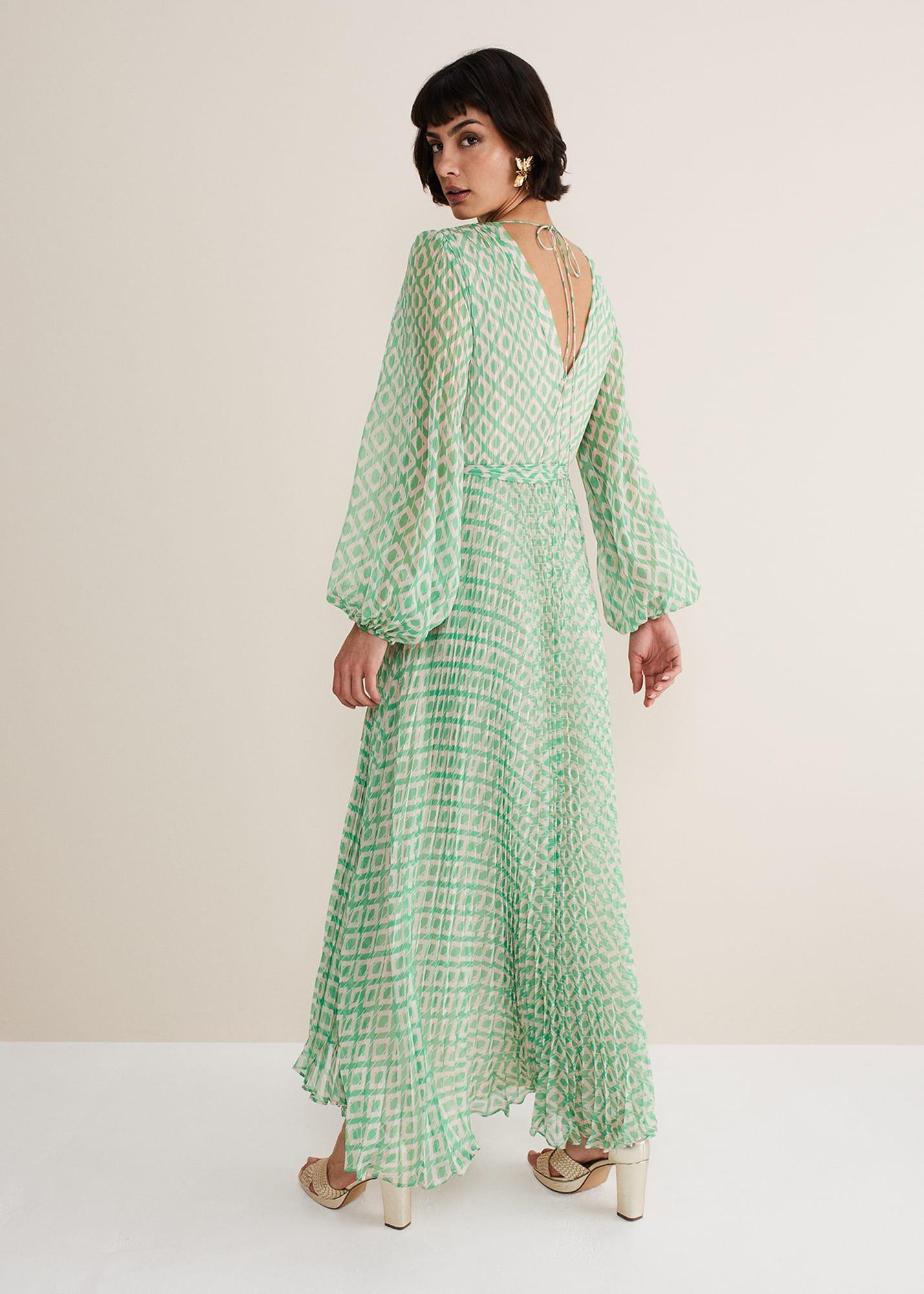 Roxanna Pleated Diamond Maxi Dress