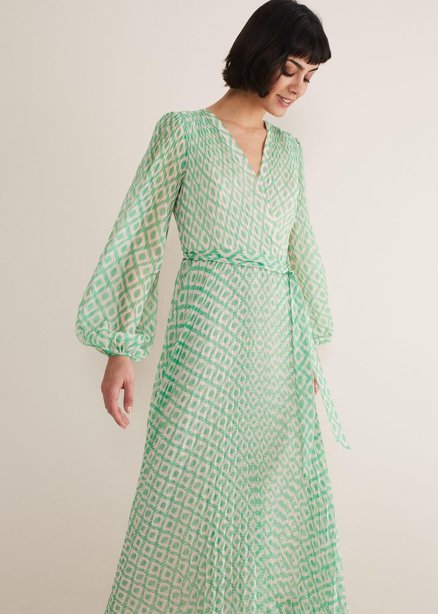 Roxanna Pleated Diamond Maxi Dress