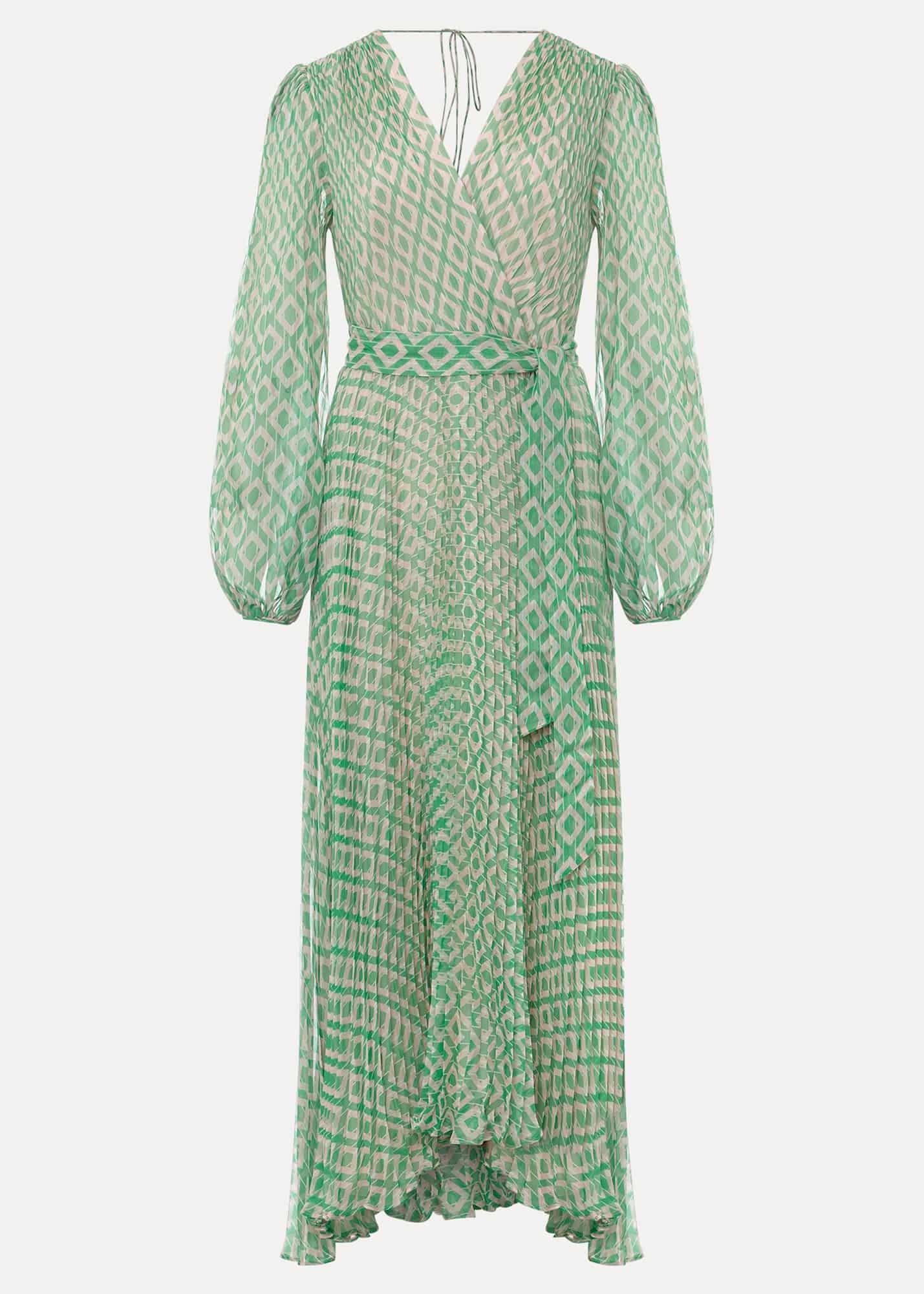 Roxanna Pleated Diamond Maxi Dress