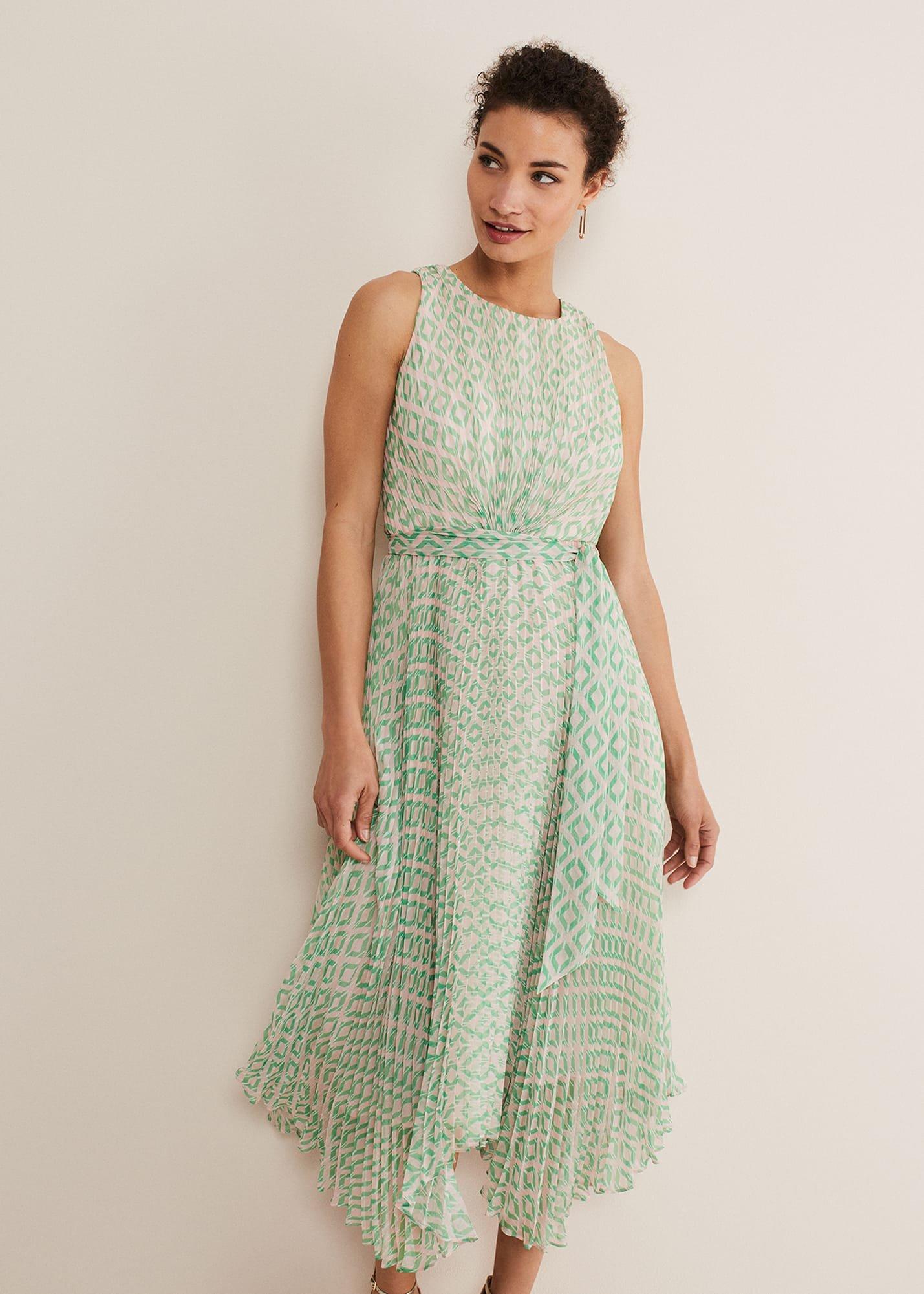Vanya Diamond Pleated Midi Dress