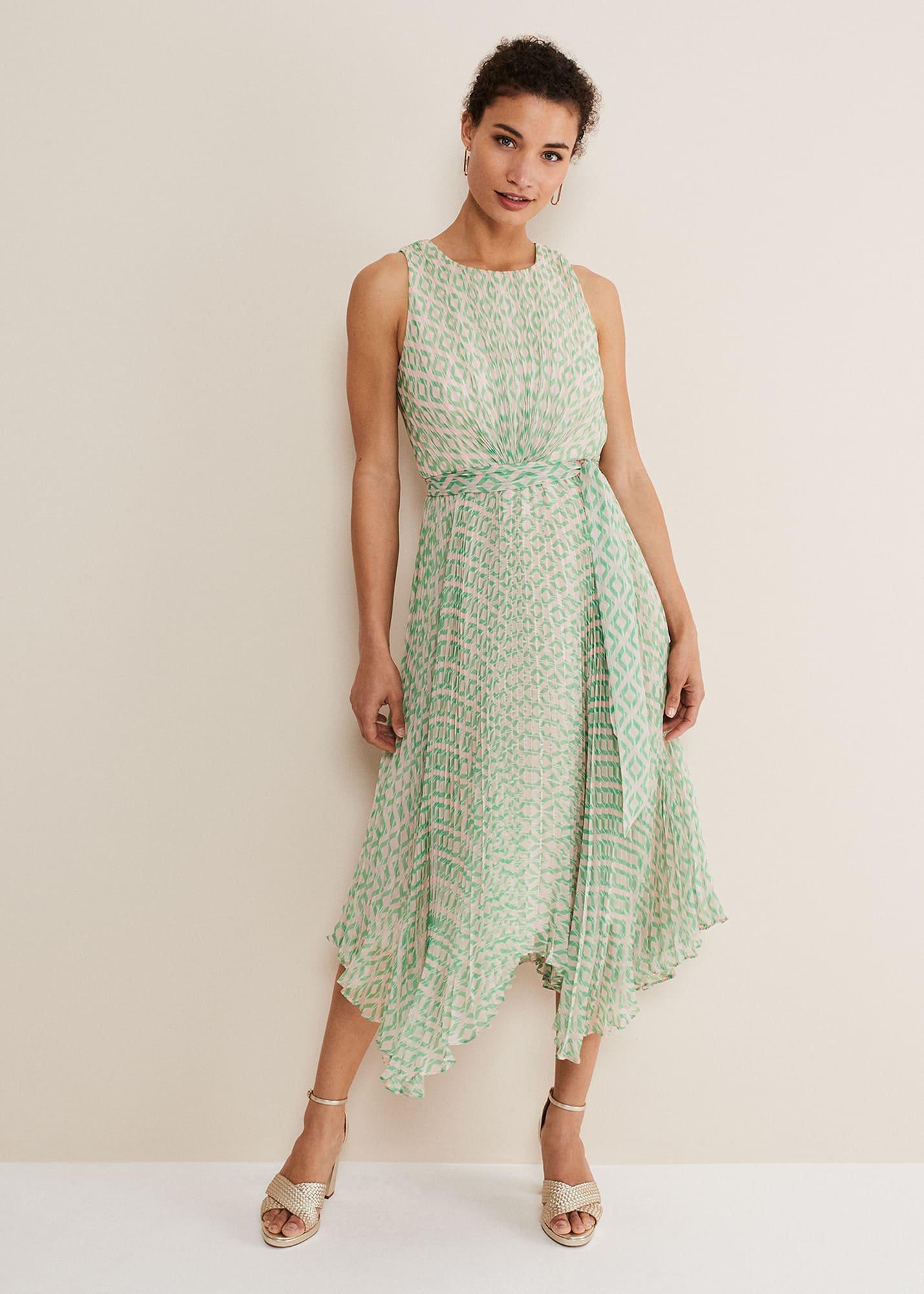 Vanya Diamond Pleated Midi Dress