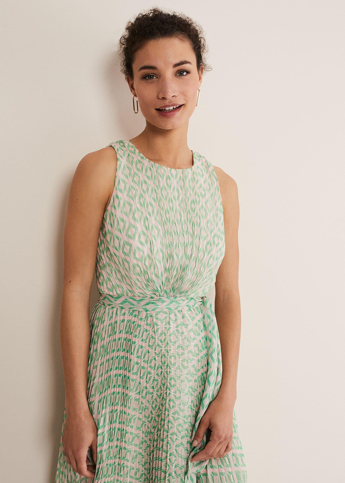 Vanya Diamond Pleated Midi Dress