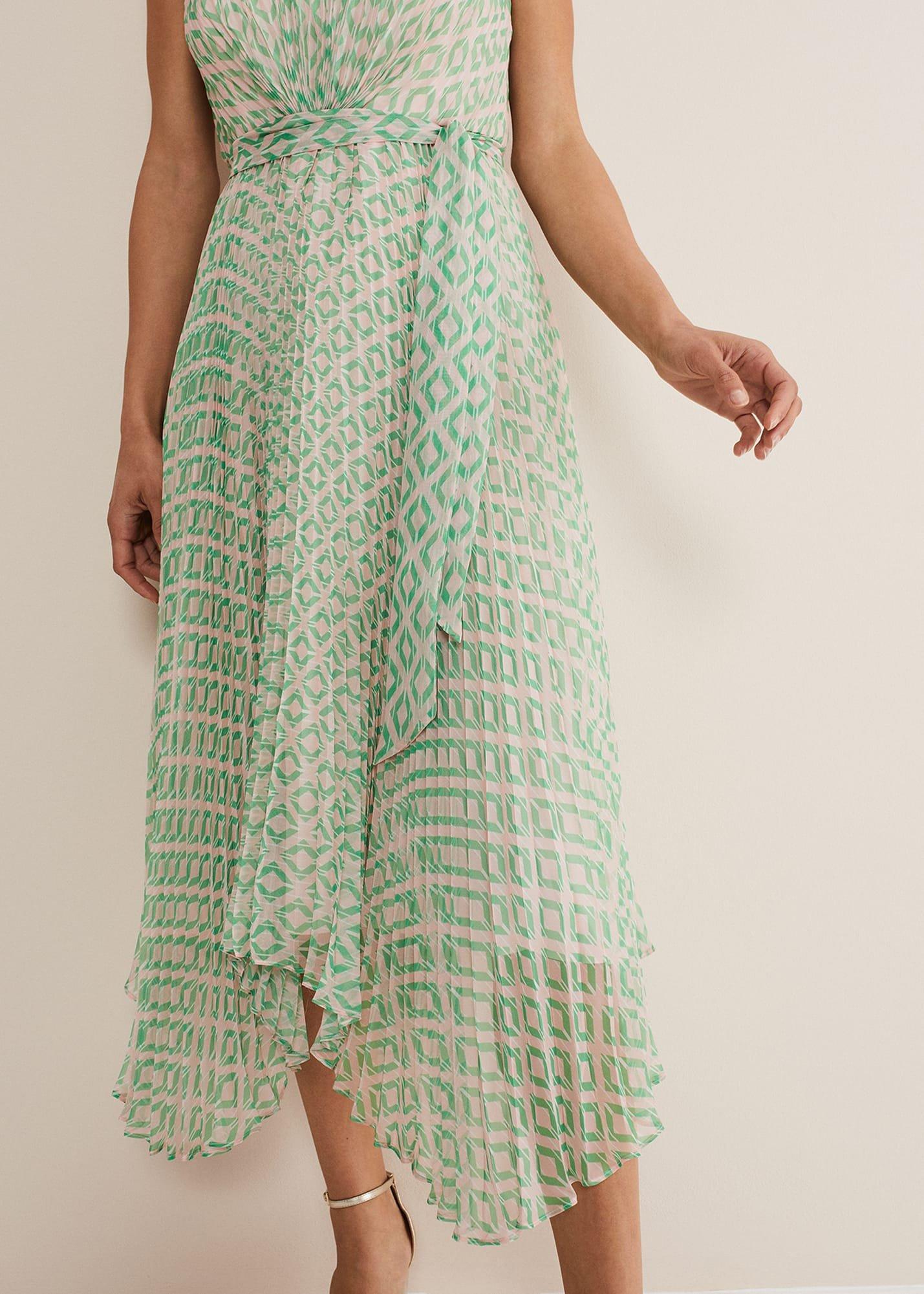 Vanya Diamond Pleated Midi Dress