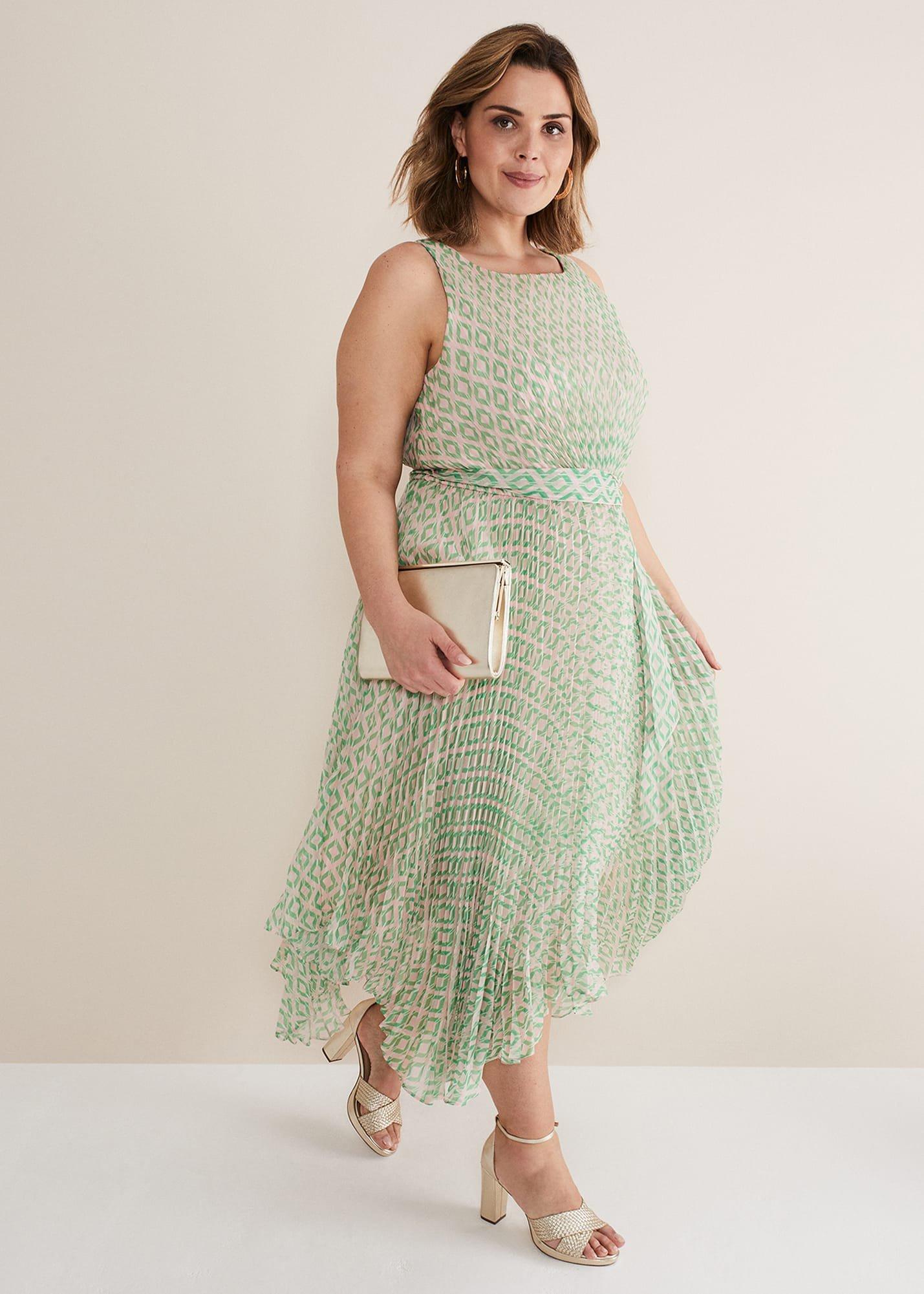 Vanya Diamond Pleated Midi Dress