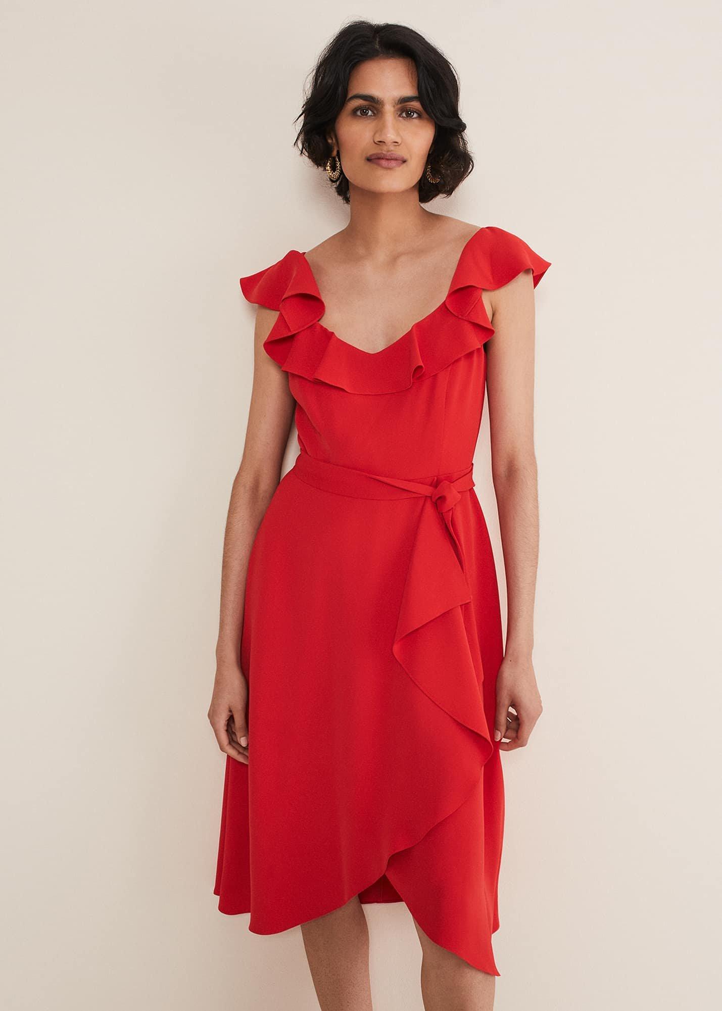 Tatiana Ruffle Wrap Midi Dress