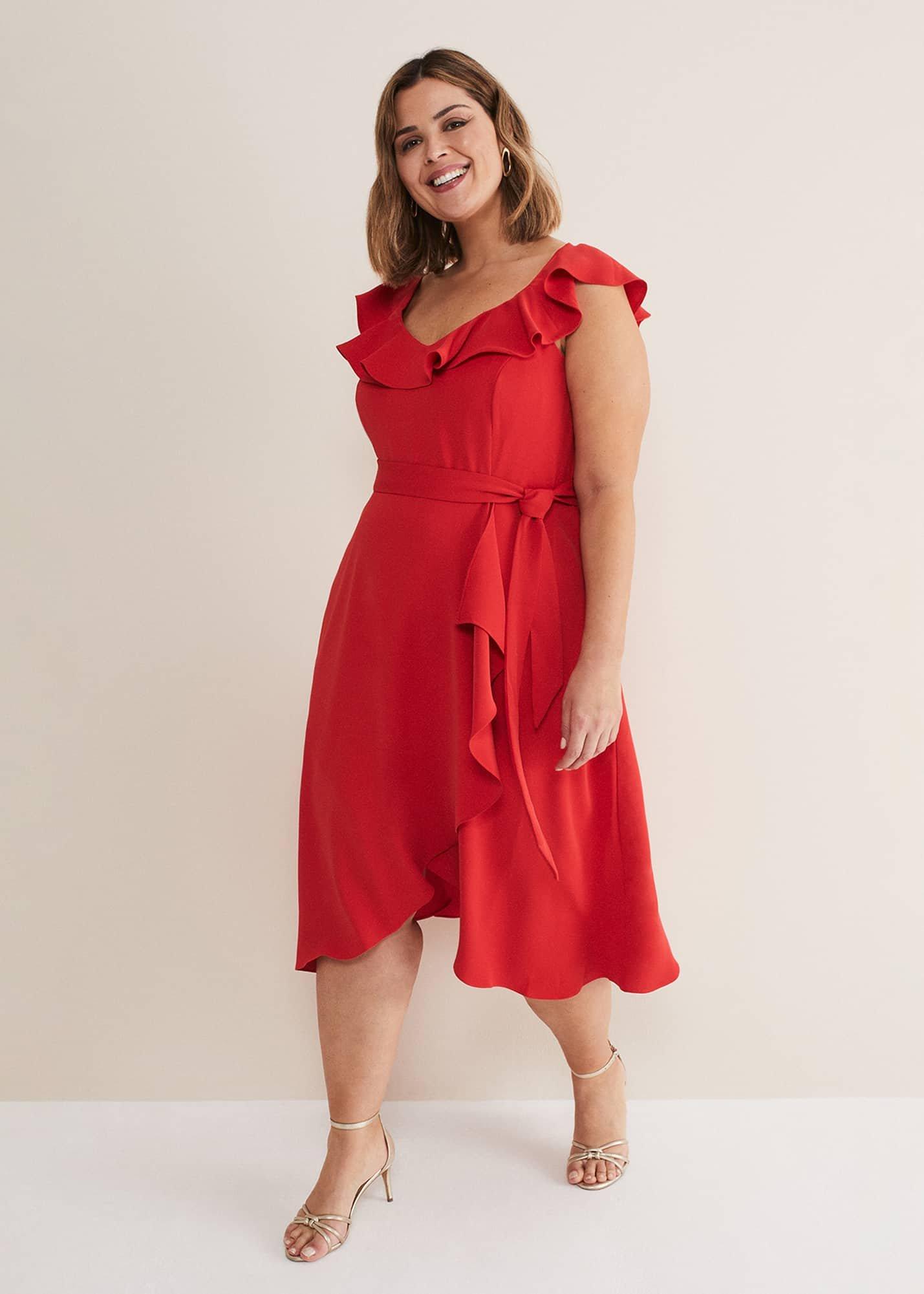 Tatiana Ruffle Wrap Midi Dress