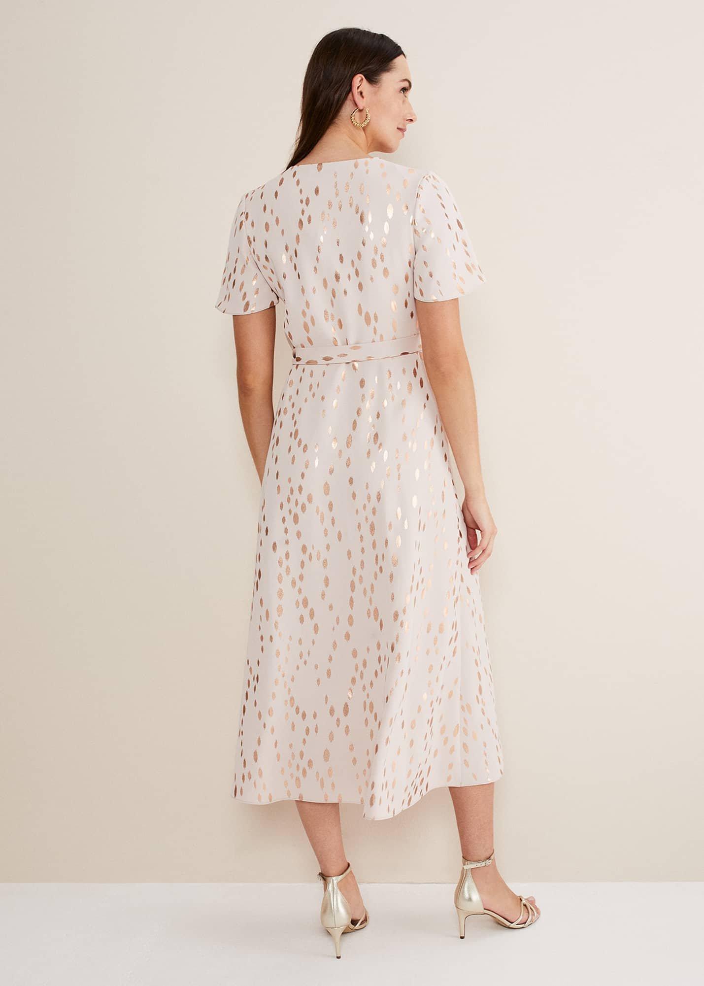 Julissa Gold Foil Wrap Dress