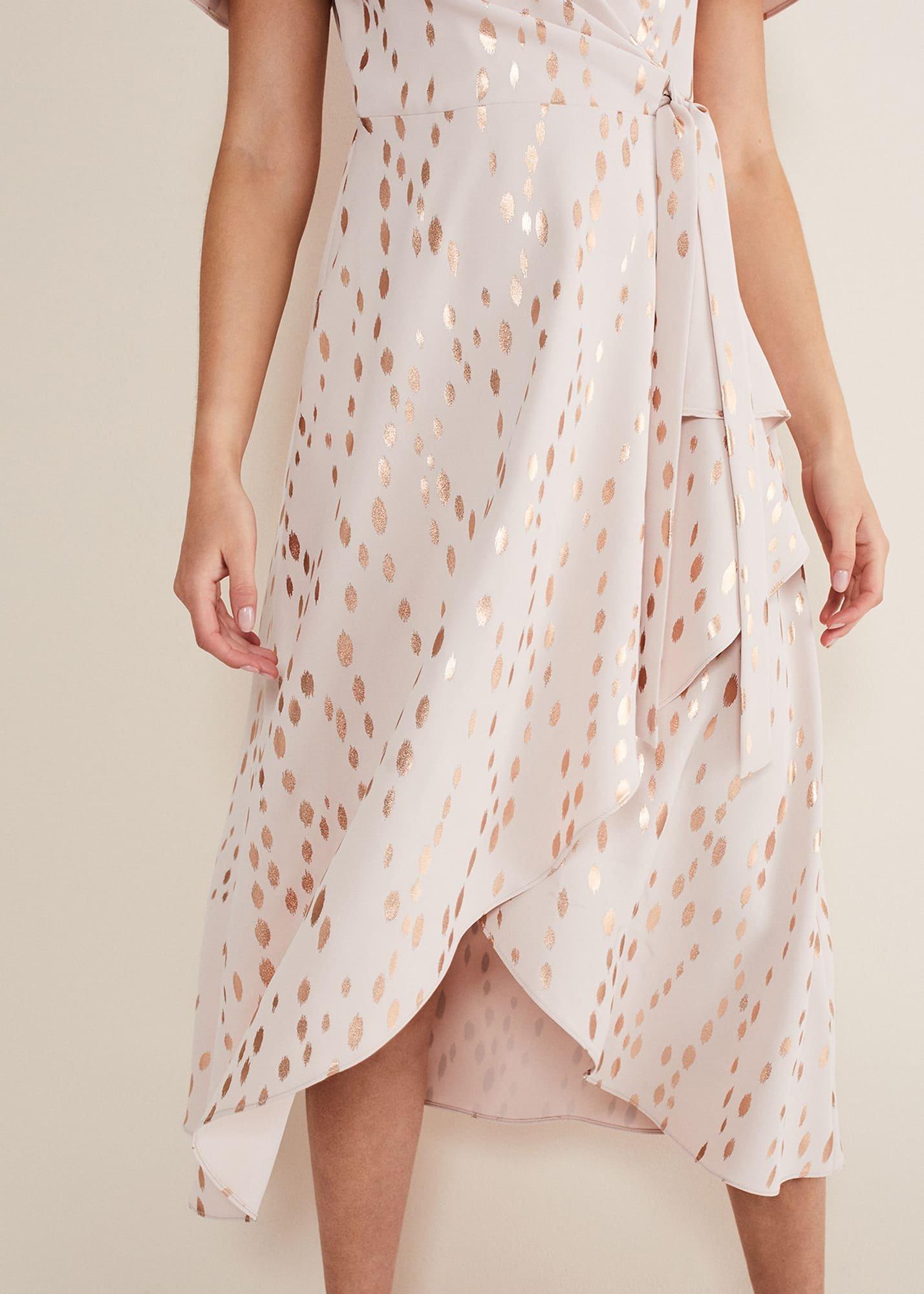 Julissa Gold Foil Wrap Dress