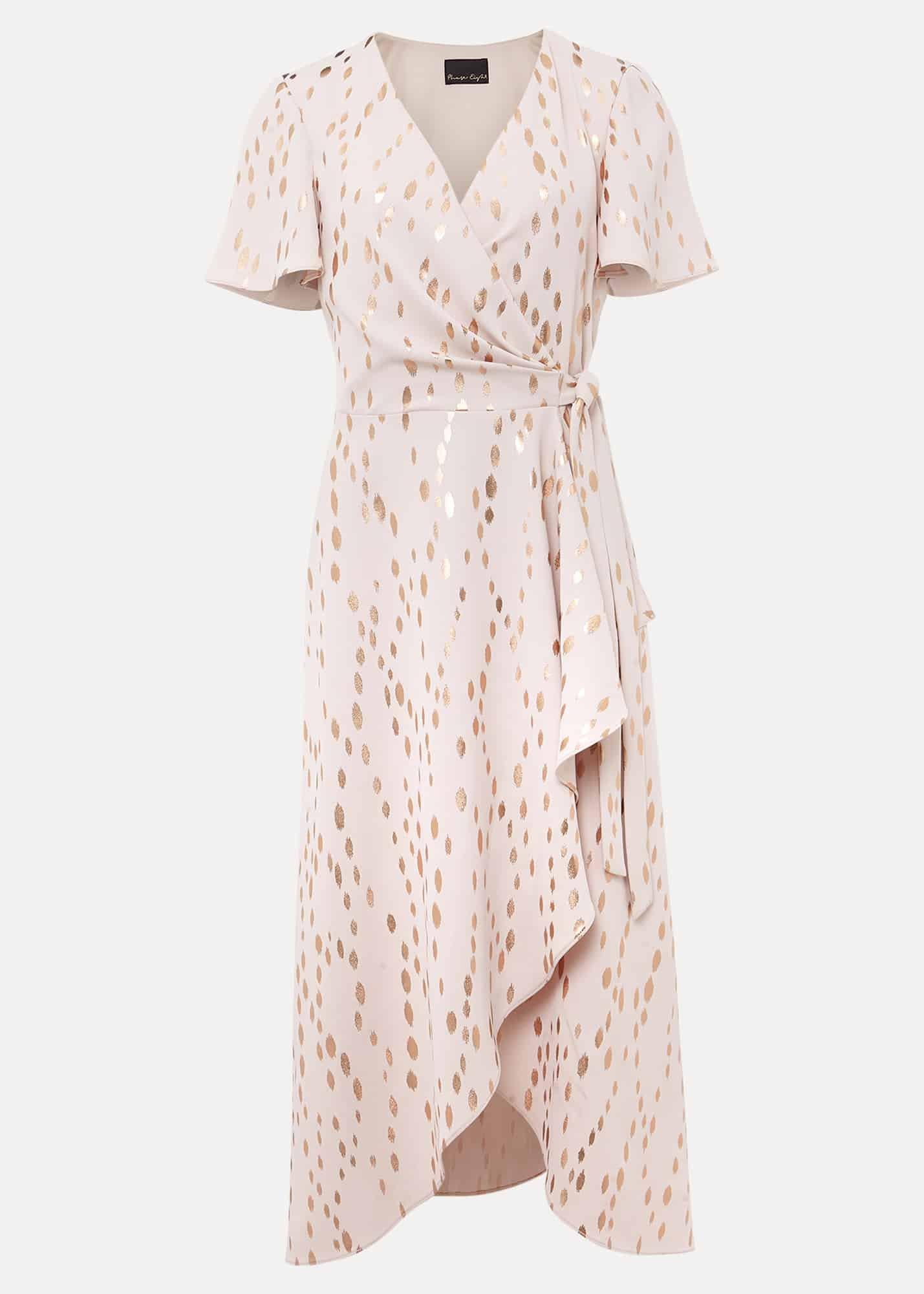 Julissa Gold Foil Wrap Dress