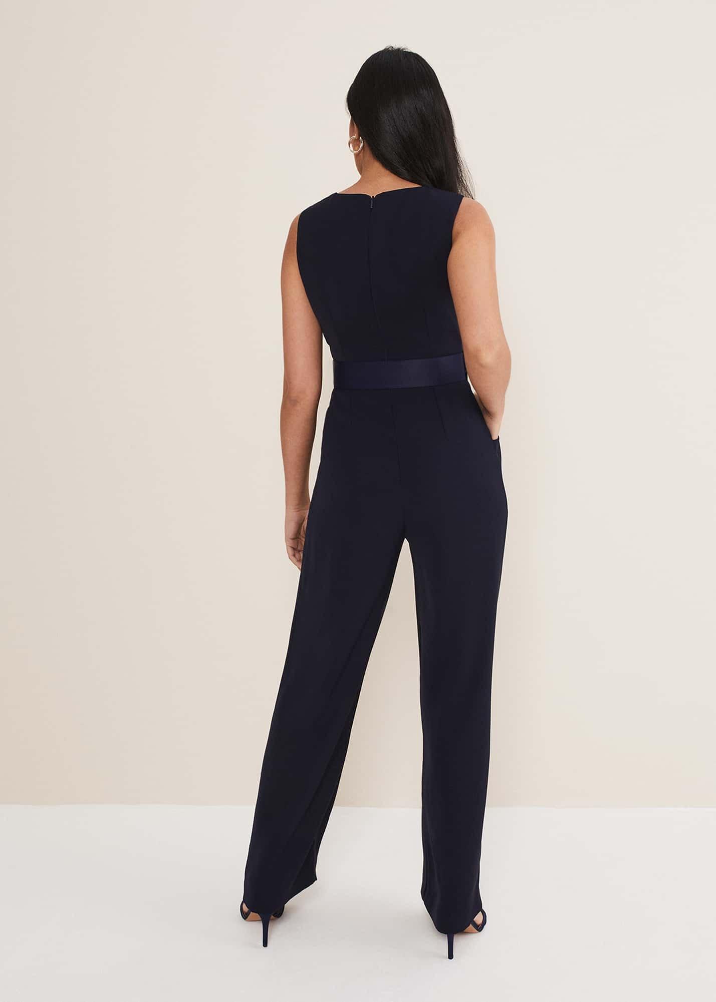 Petite Lissia Navy Wide Leg Jumpsuit