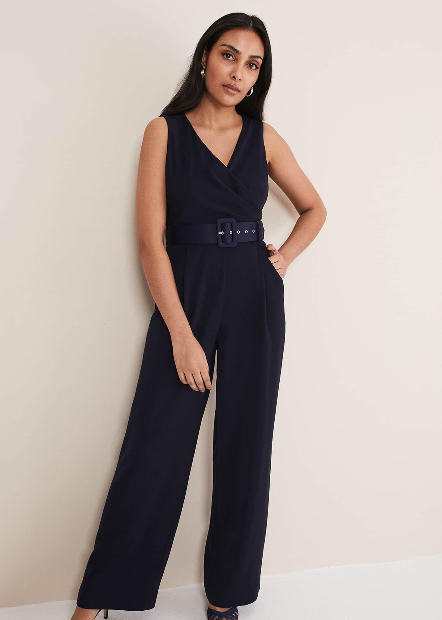 Petite Lissia Navy Wide Leg Jumpsuit