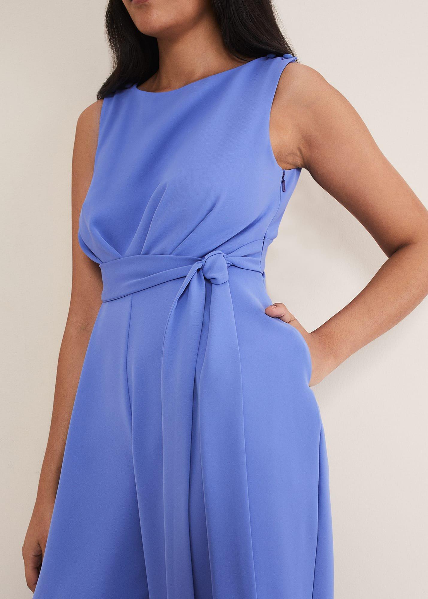 Petite Elaina Blue Wide Leg Jumpsuit