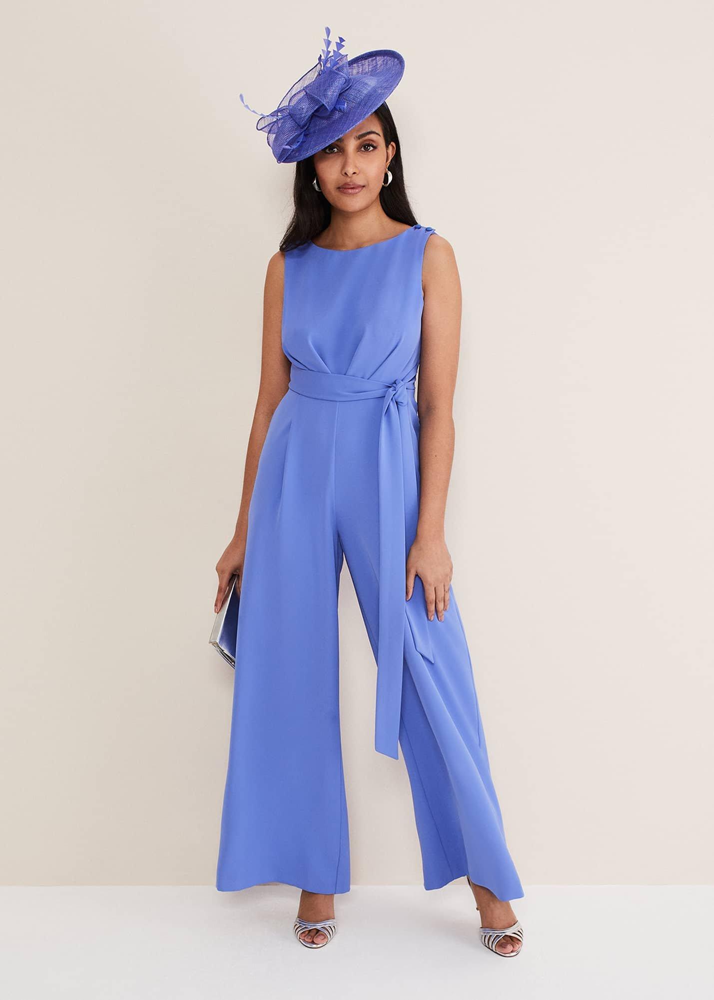 Petite Elaina Blue Wide Leg Jumpsuit