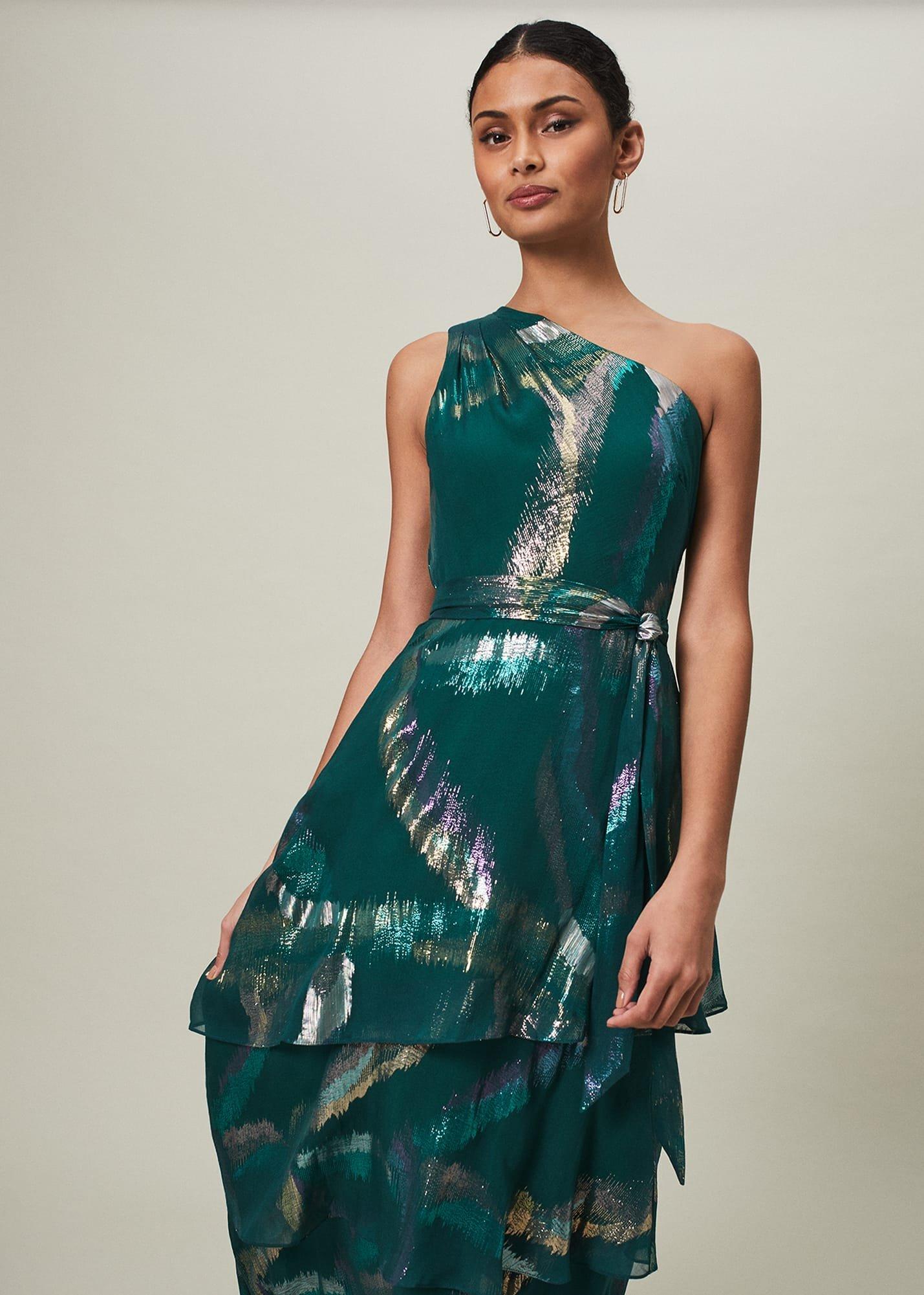 Sonia One Shoulder Silk Maxi Dress